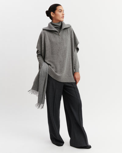 Poncho Luce-GRIS METEORITE-100% cachemire