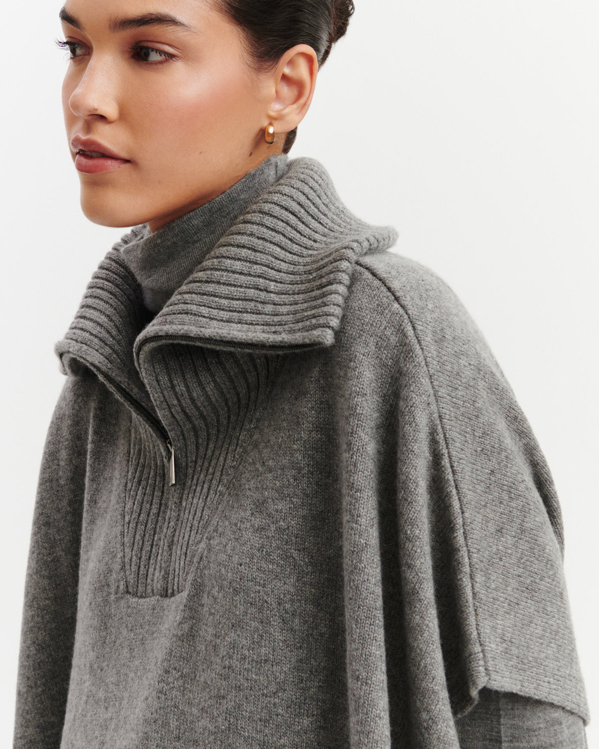 Poncho Luce-GRIS METEORITE-100% cachemire