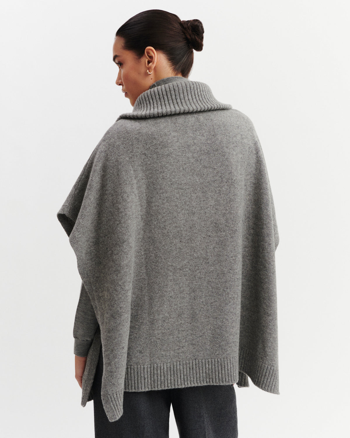 Poncho Luce-GRIS METEORITE-100% cachemire