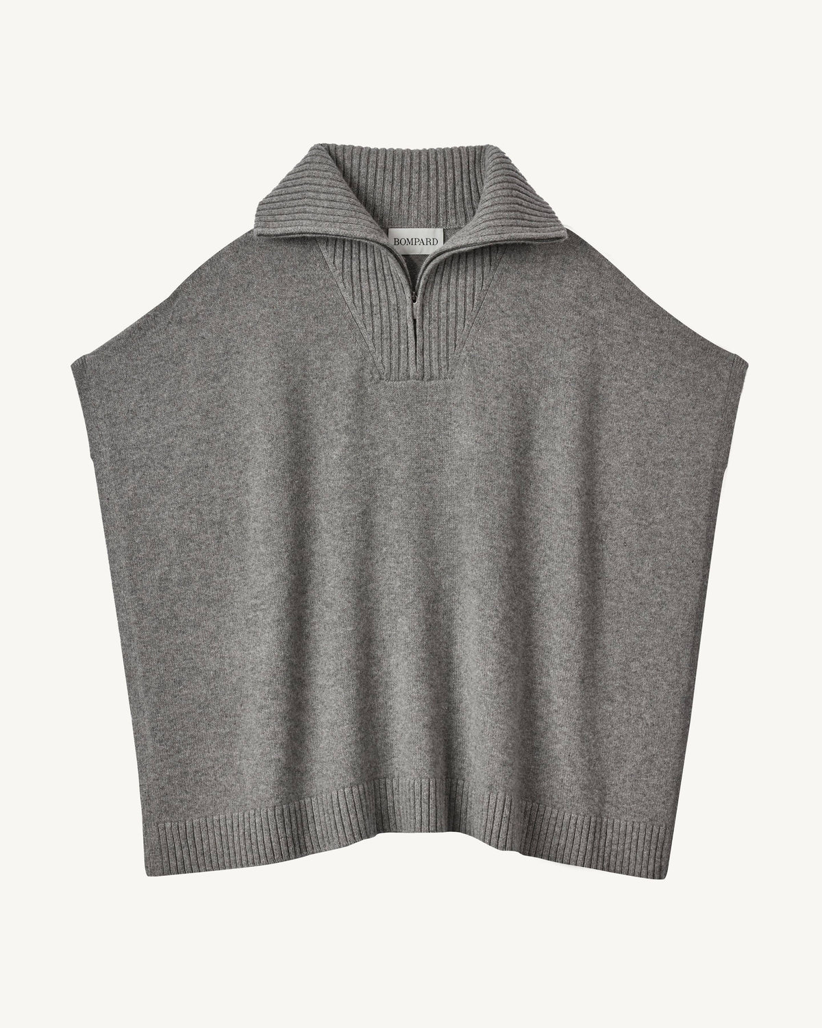 Poncho col camionneur-GRIS METEORITE-100% cachemire