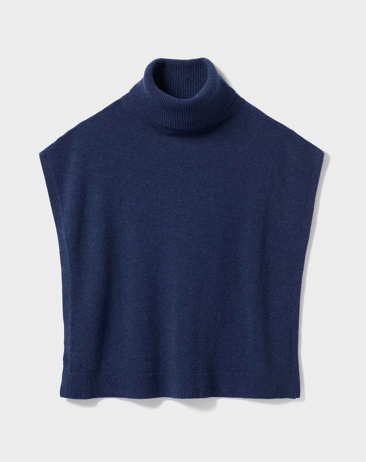 Poncho col roulé-BLEU NOCTURNE-100% CACHEMIRE