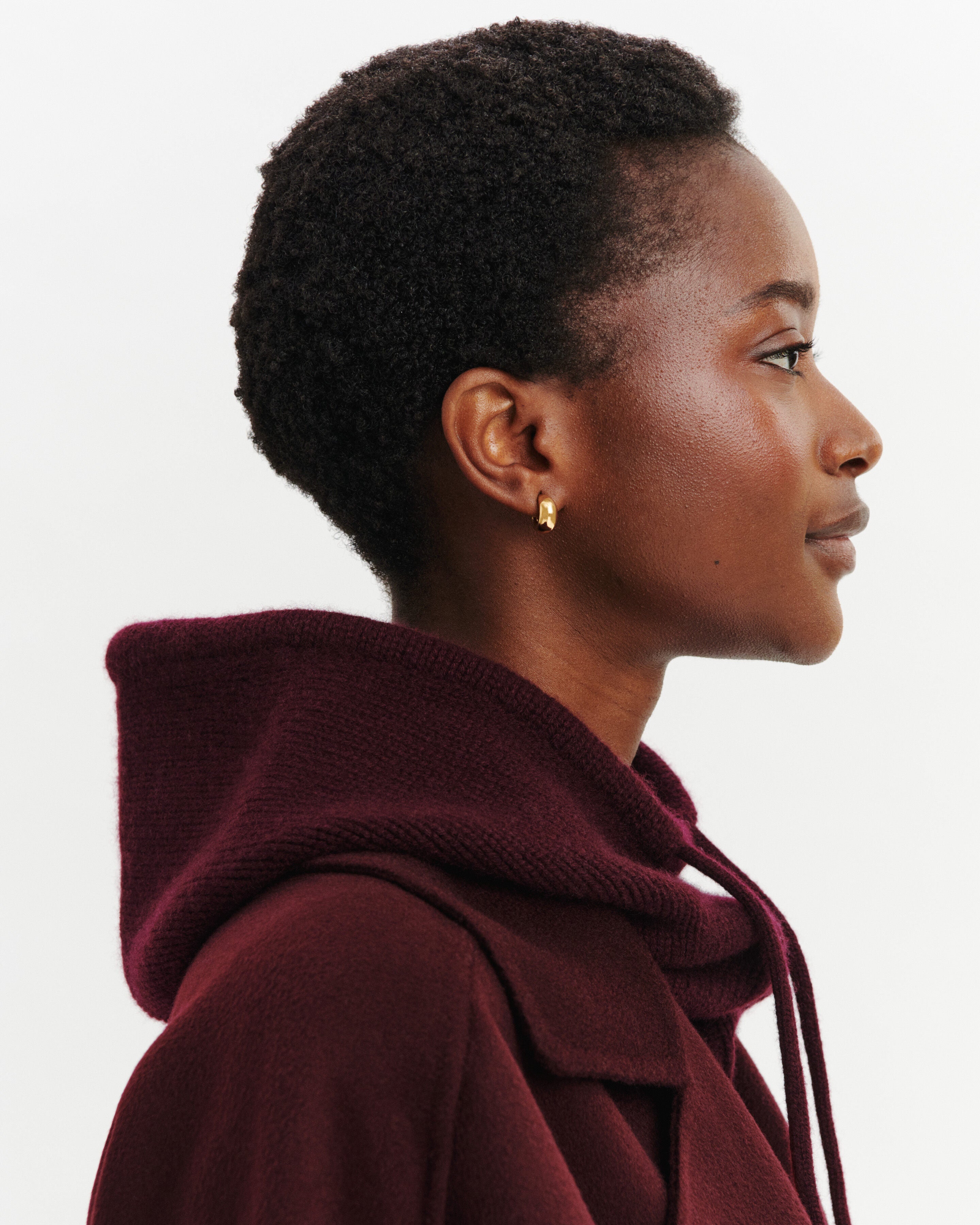 Cagoule à cordons Suzon-GRENAT-100% cachemire