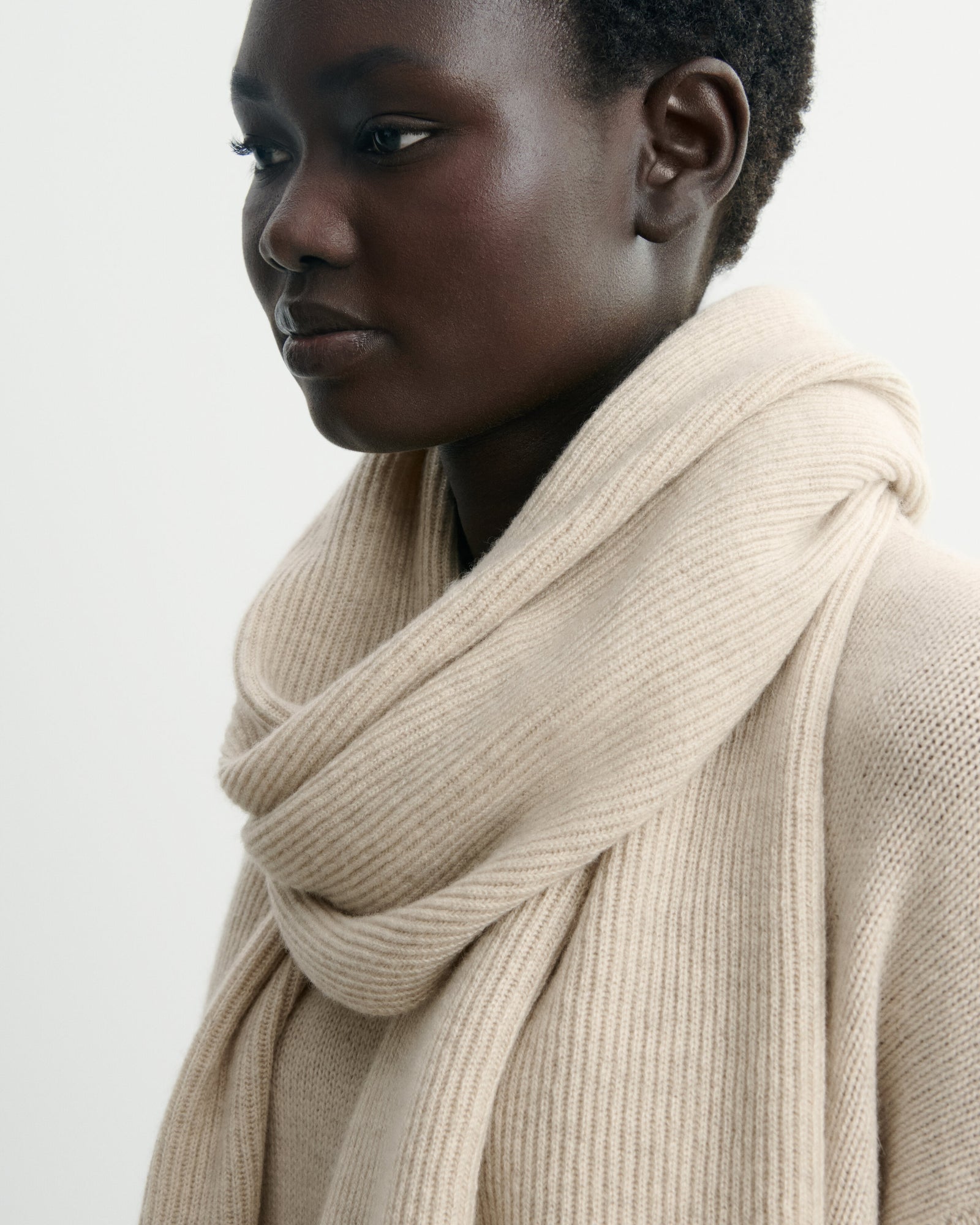 Écharpe en maille à côtes-AVOINE-100% cachemire