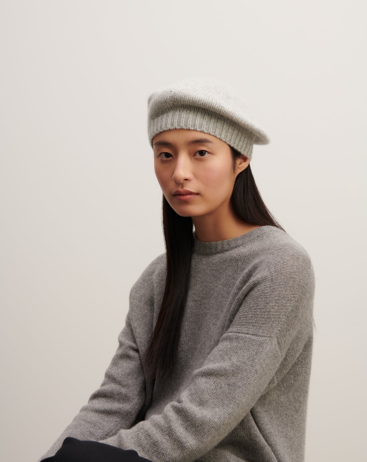 Béret-GRIS ARGENTE-100% cachemire