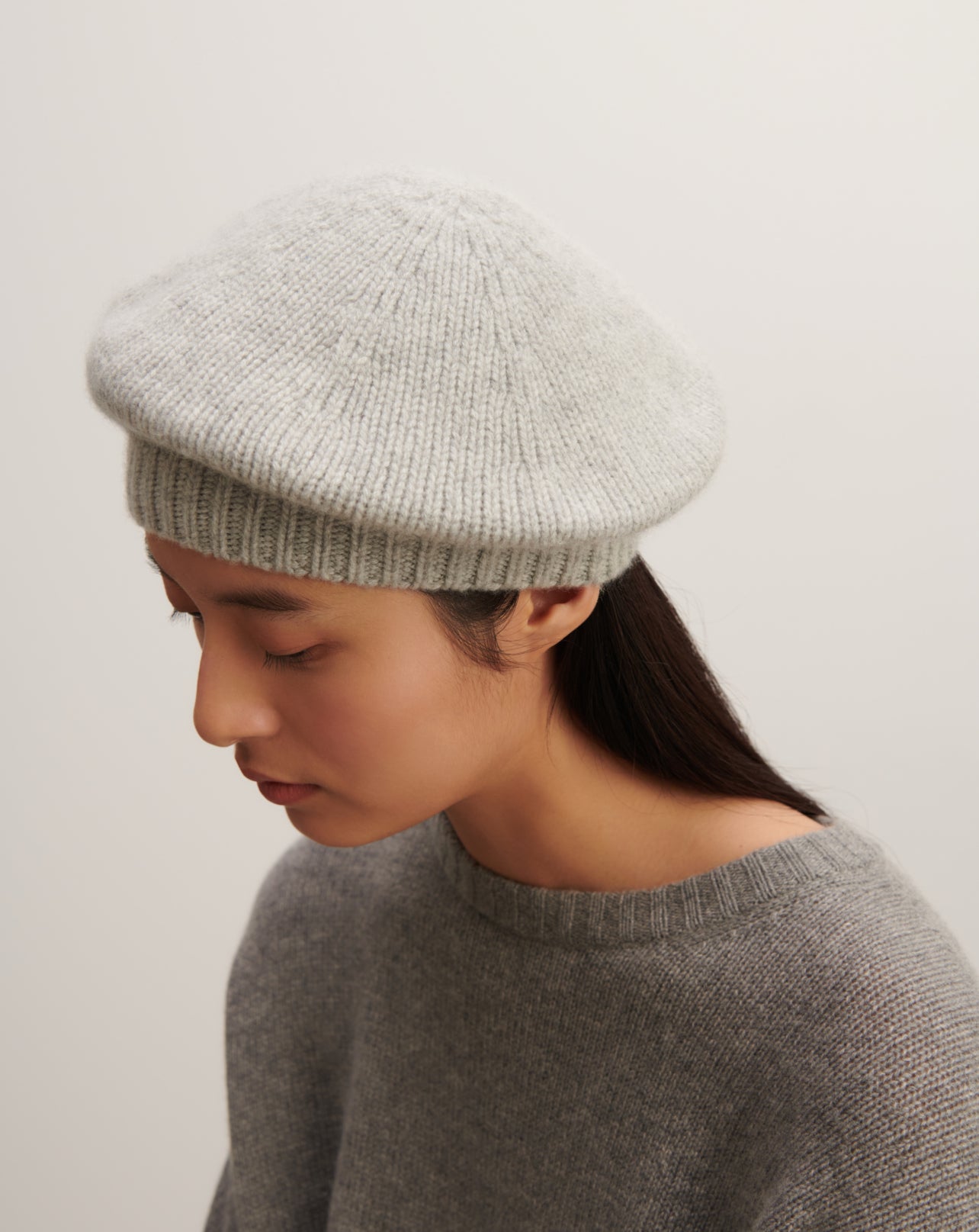 Béret-GRIS ARGENTE-100% cachemire