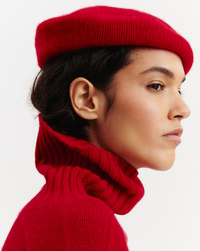 Béret Théa-ROUGE QUARANTE-100% cachemire