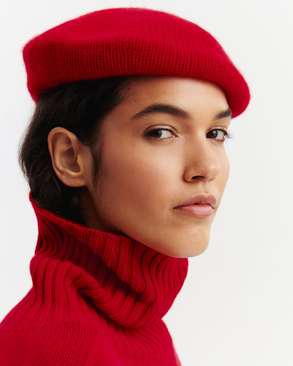 Béret Théa-ROUGE QUARANTE-100% cachemire