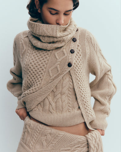 Tour de cou à torsades-GALET-100% cachemire