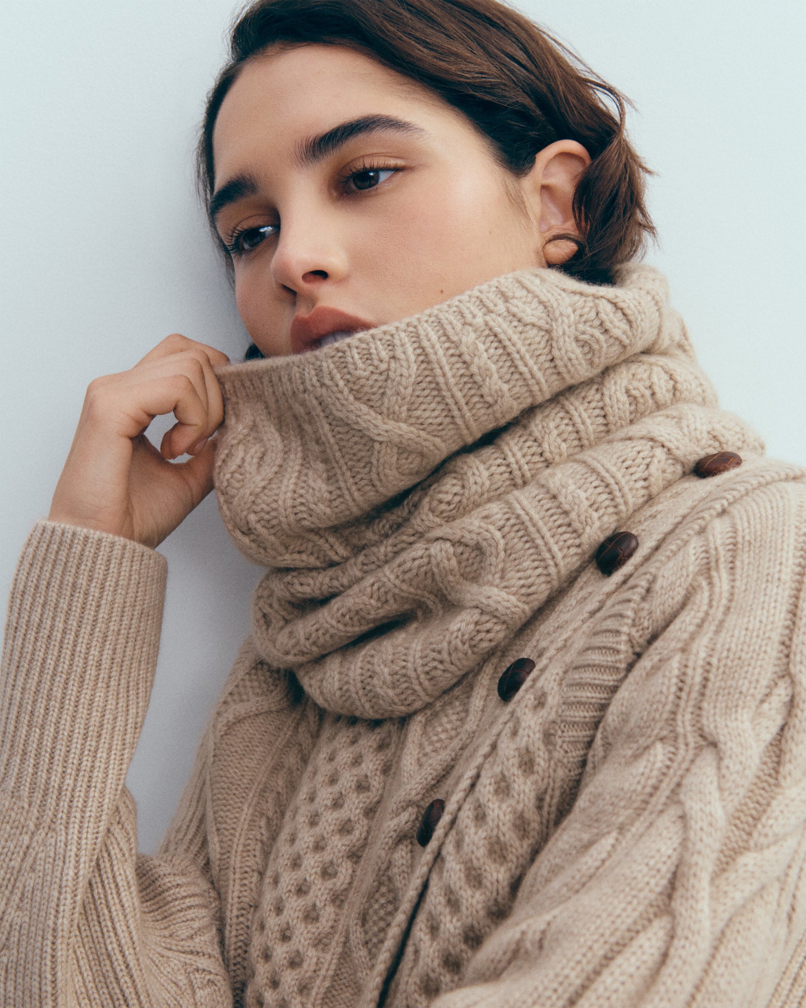 Tour de cou à torsades-GALET-100% cachemire