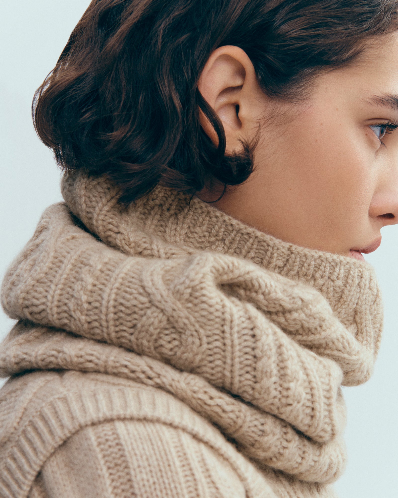 Tour de cou à torsades-GALET-100% cachemire
