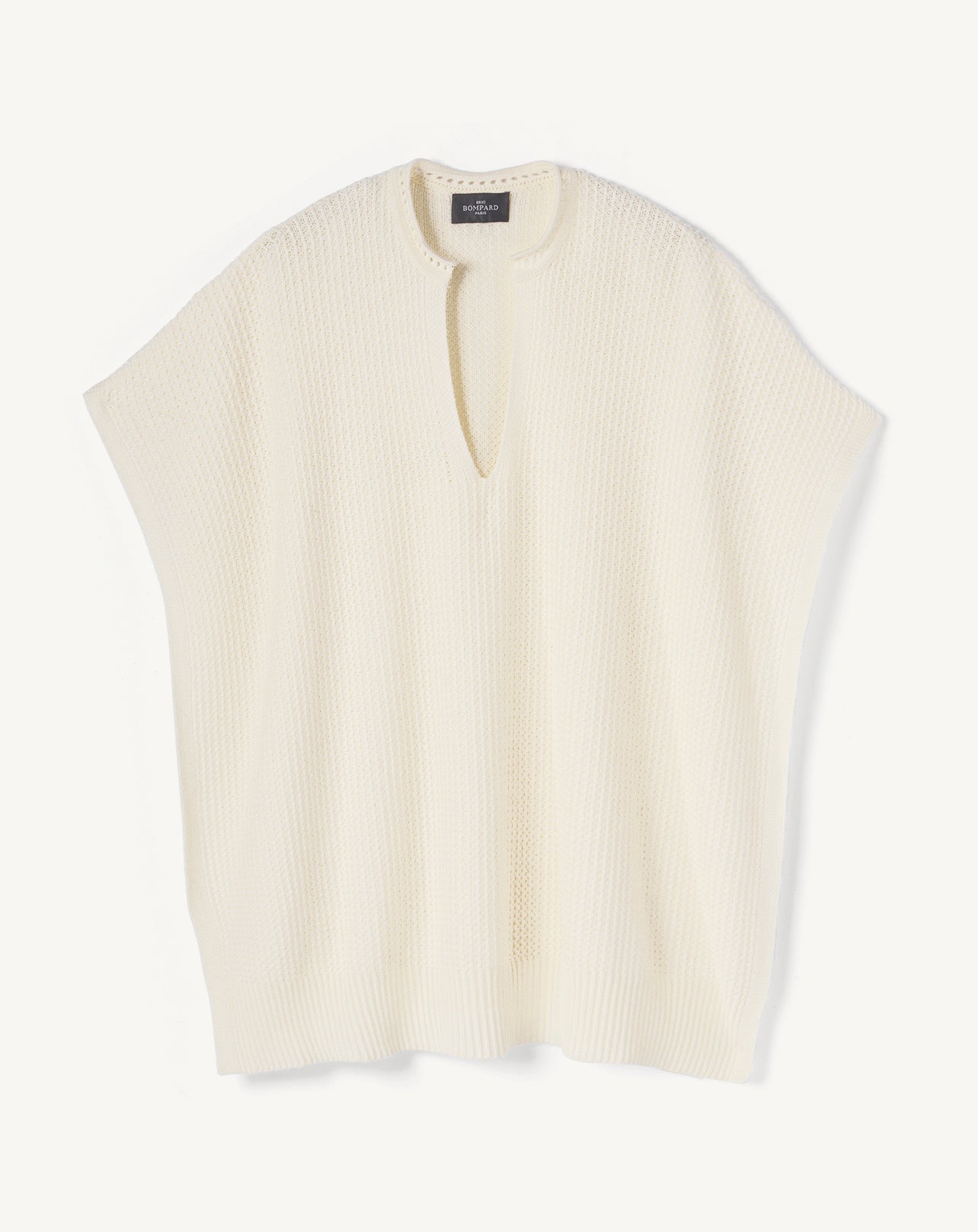Poncho col tunisien-NATUREL-85% PIMA COTON 15% CACHEMIRE