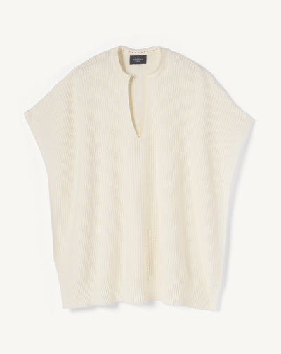 Poncho col tunisien-NATUREL-85% PIMA COTON 15% CACHEMIRE