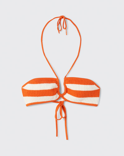 Haut de bikini rayé-SOLARO/NATUREL-85% PIMA COTON 15% CACHEMIRE