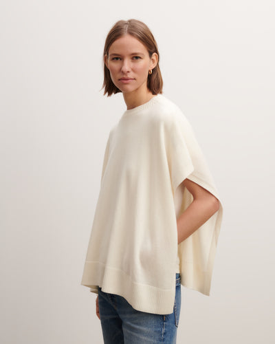 Poncho col bateau-NATUREL-100% cachemire