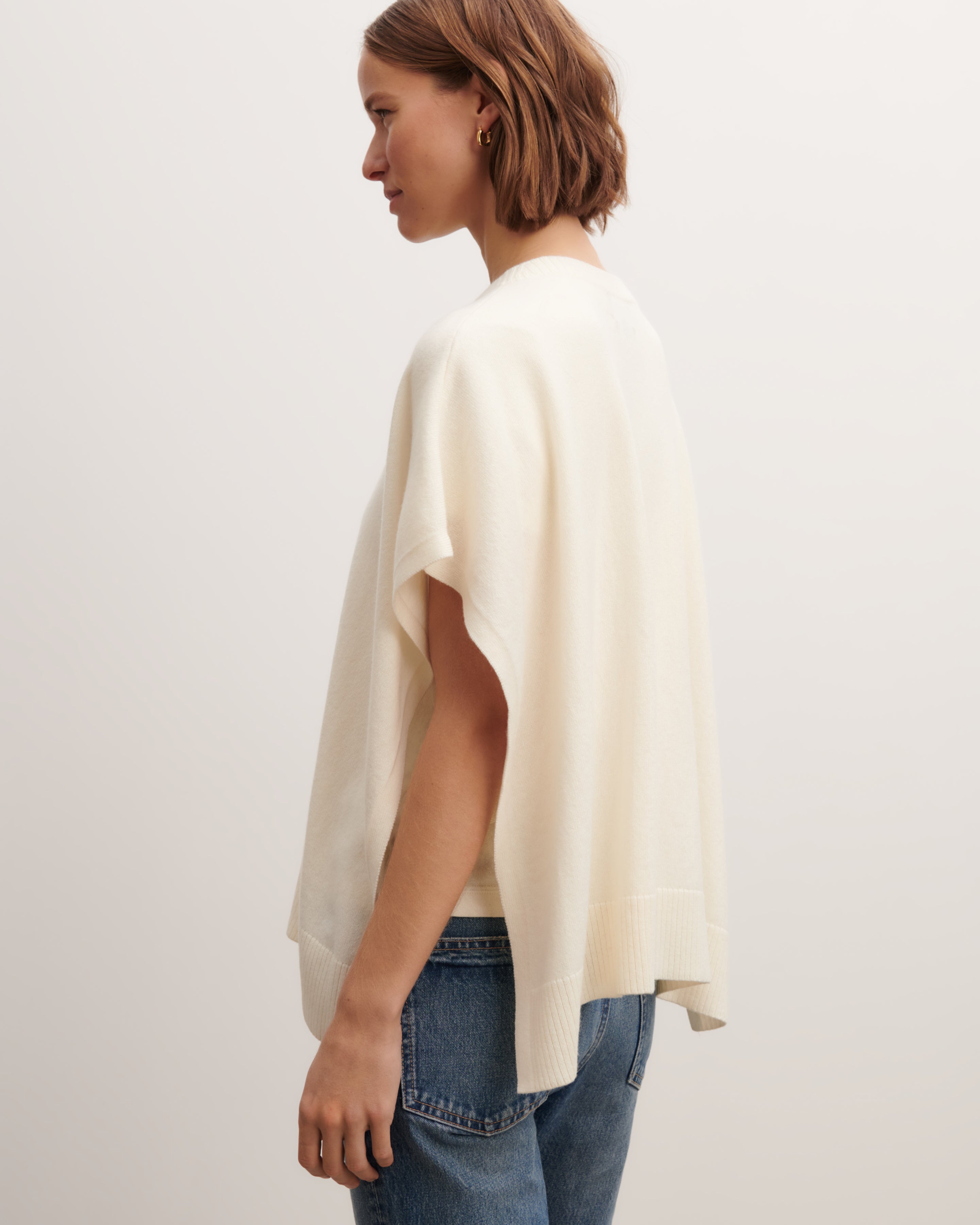 Poncho col bateau-NATUREL-100% cachemire