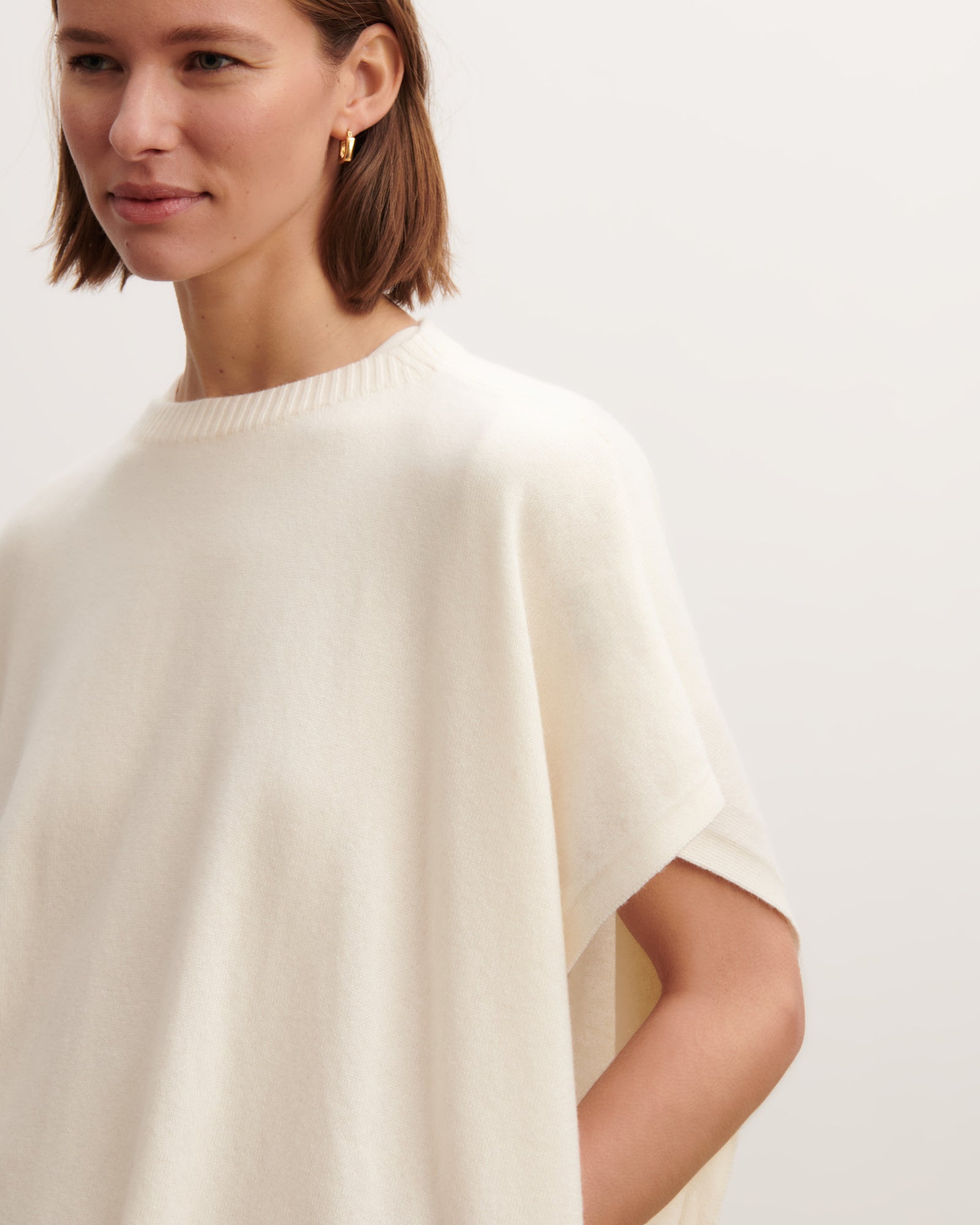 Poncho col bateau-NATUREL-100% cachemire