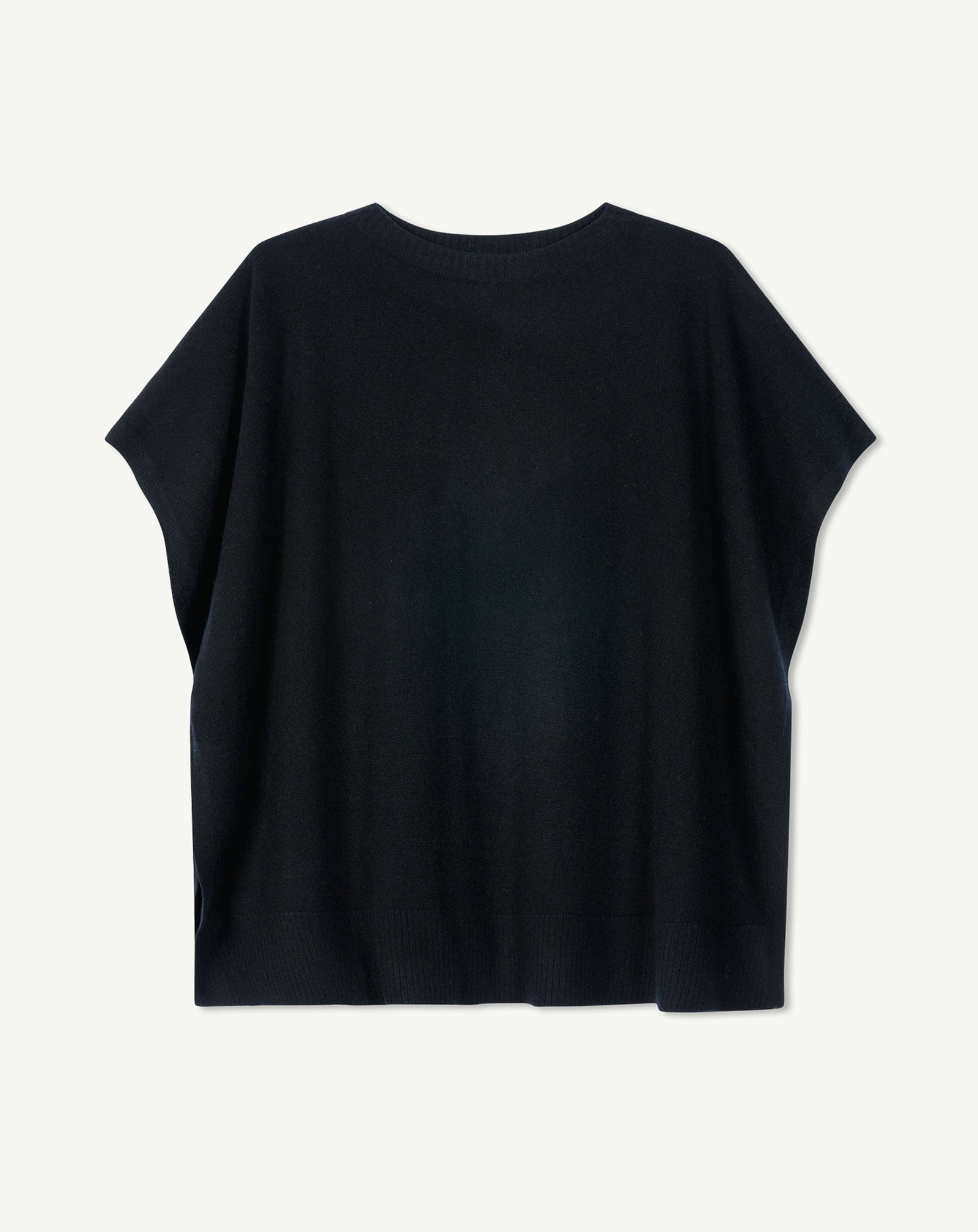 Poncho col bateau-NOIR-100% cachemire