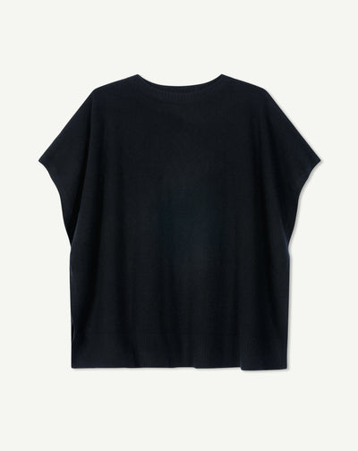 Poncho col bateau-NOIR-100% cachemire