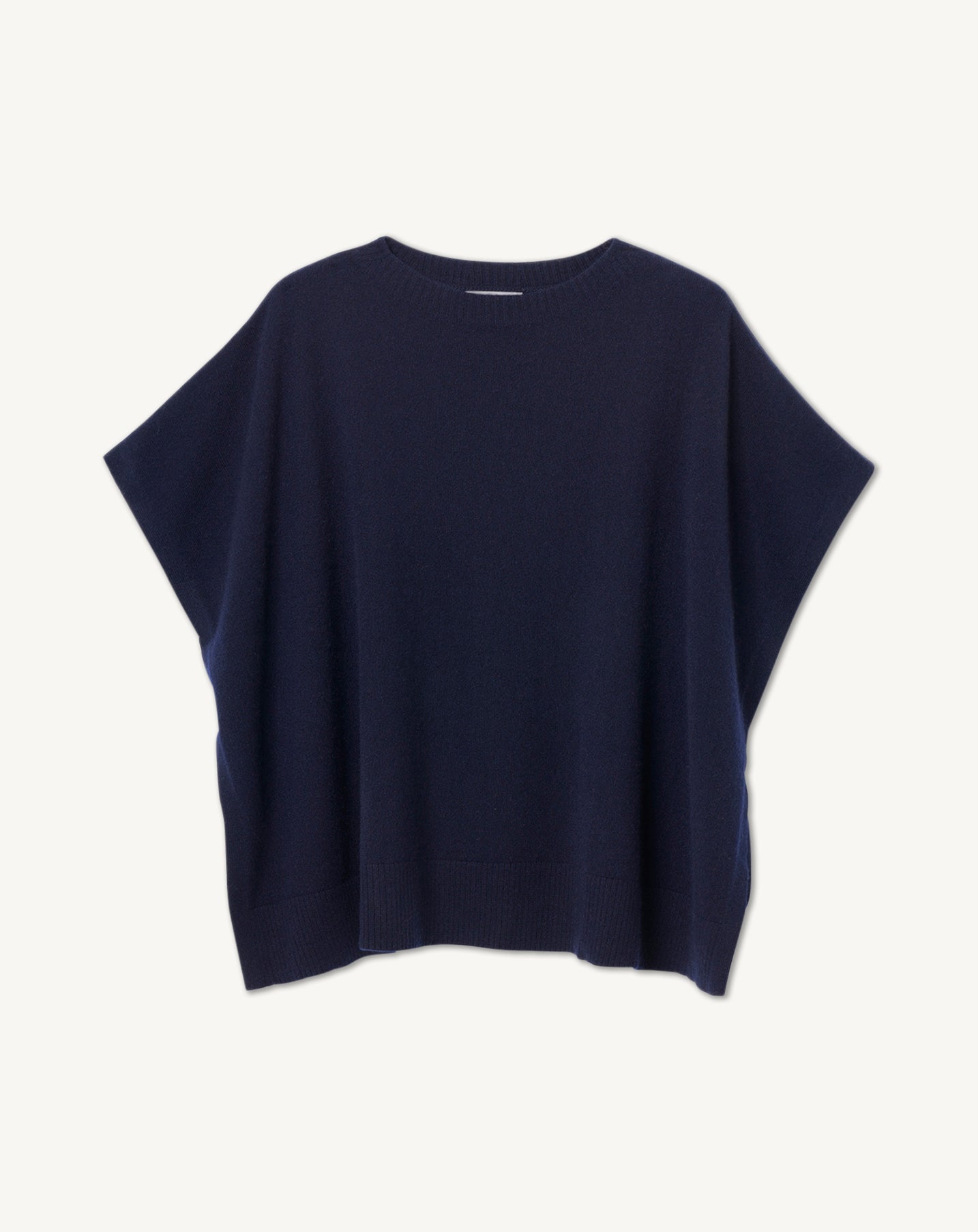 Poncho col bateau-MARINE-100% cachemire