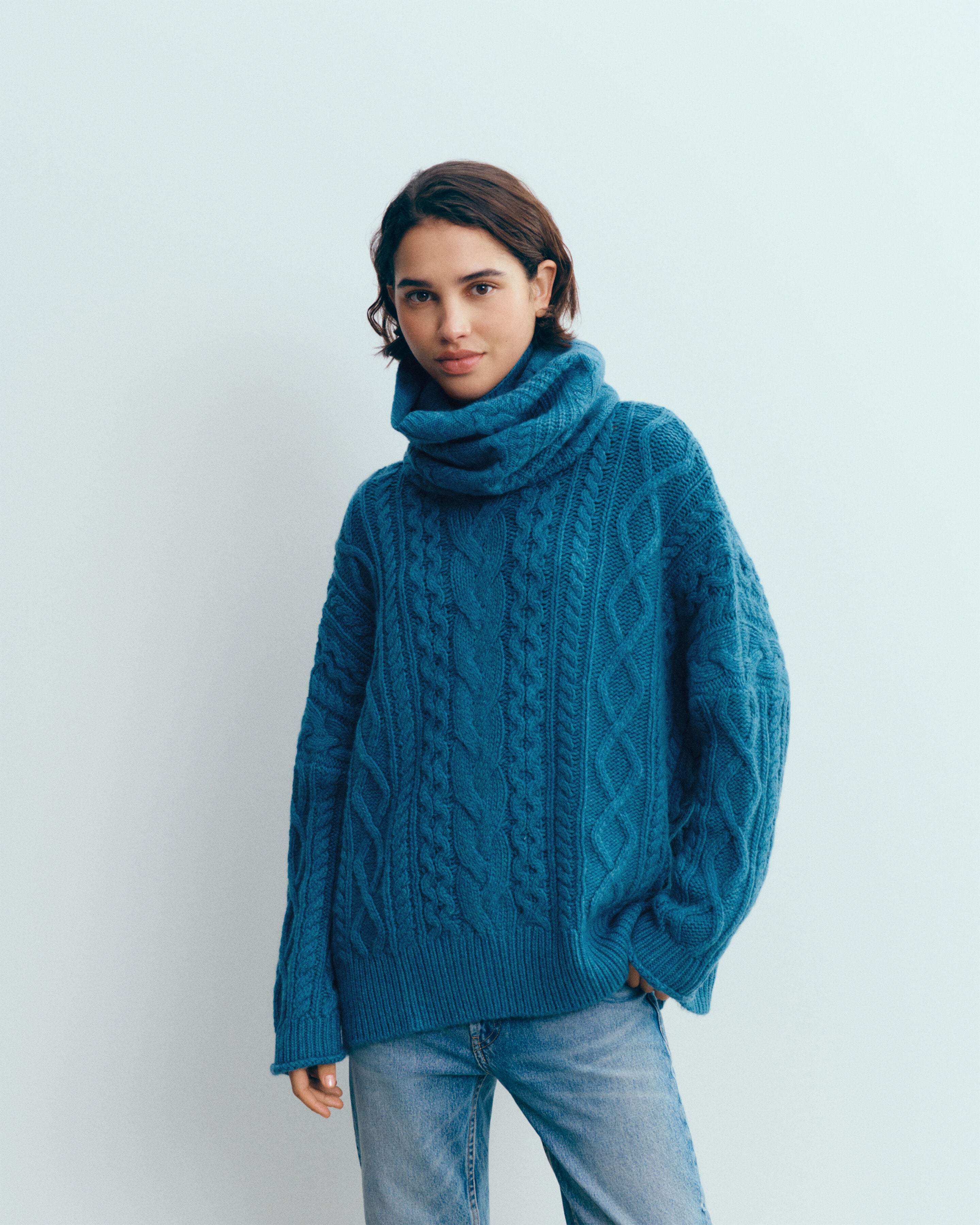 Tour de cou à torsades les 40 ans-BLEU CANOE-100% cachemire