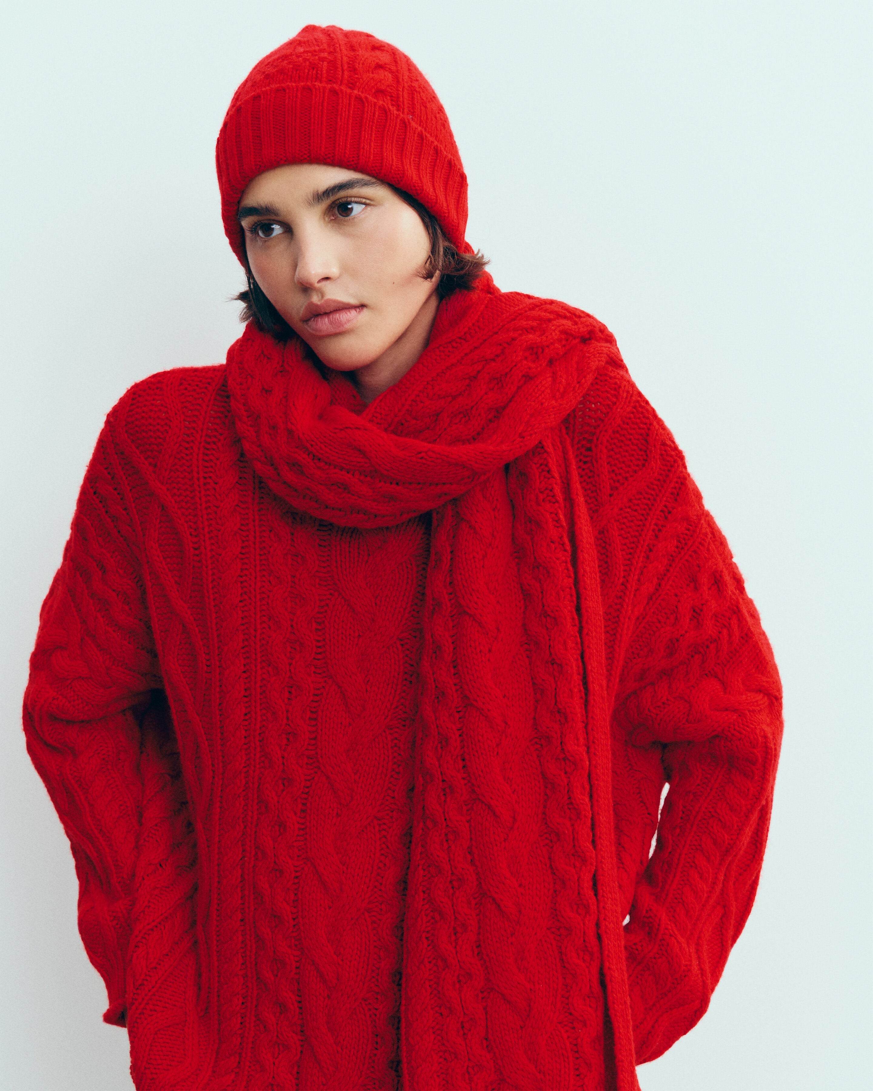 Bonnet à torsades les 40 ans-ROUGE QUARANTE-100% cachemire