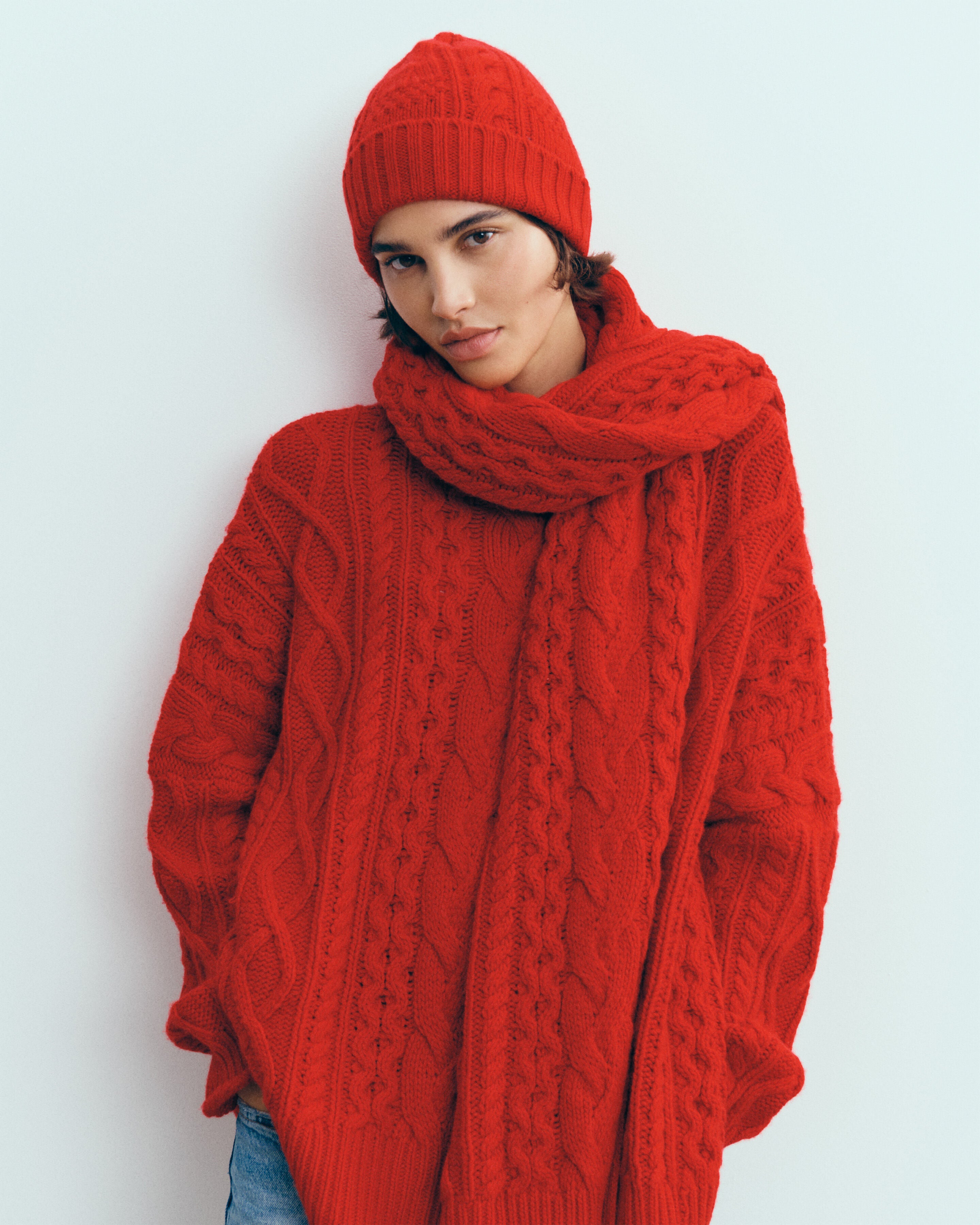 Bonnet à torsades les 40 ans-ROUGE QUARANTE-100% cachemire