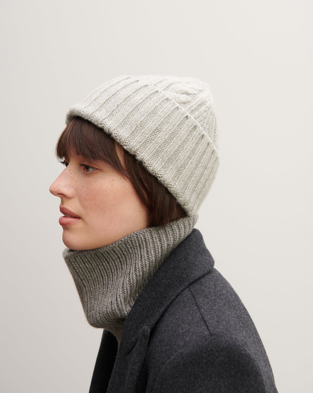 Bonnet à torsades-GRIS ARGENTE-100% cachemire