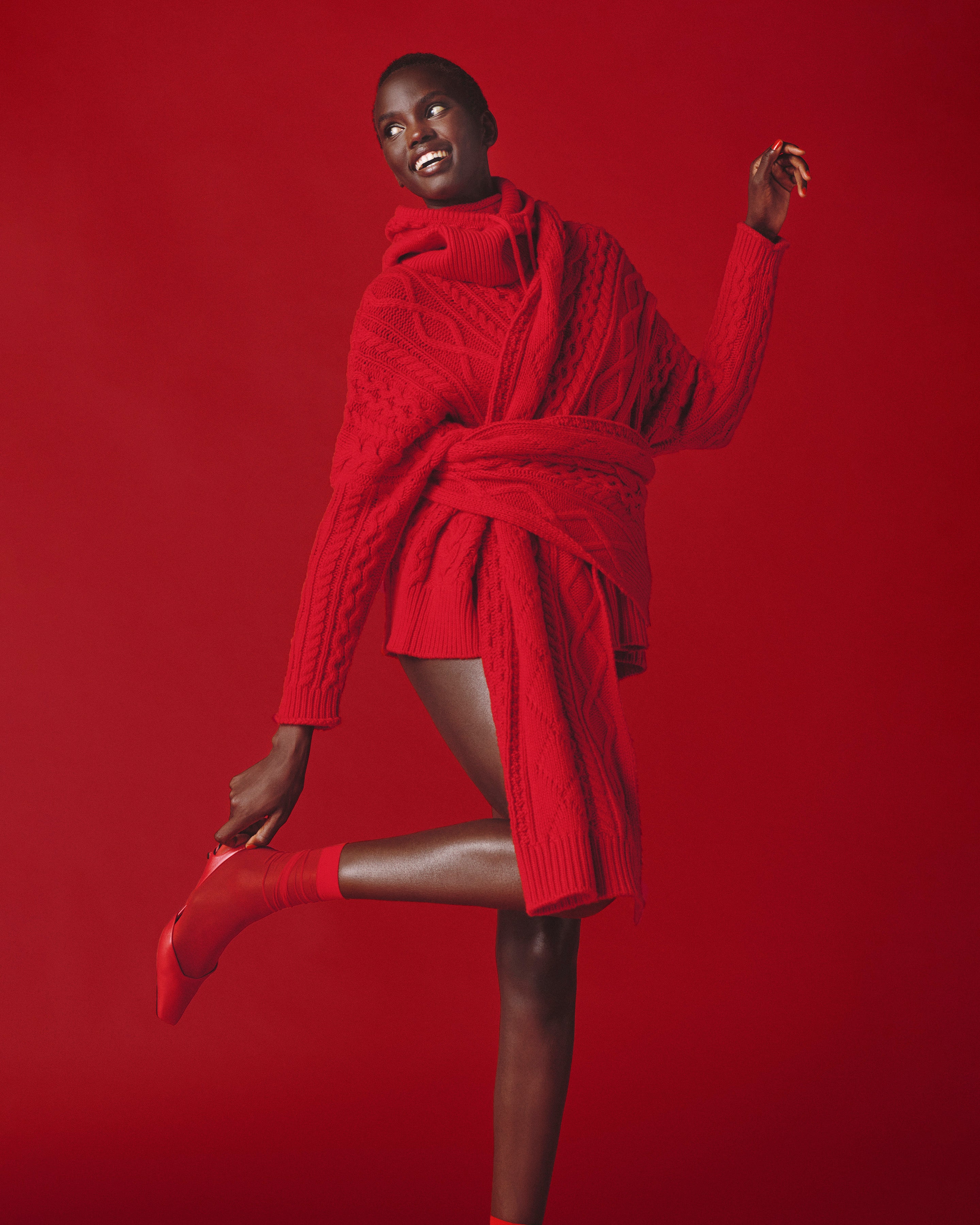 Echarpe à torsades - les 40 ans-ROUGE QUARANTE-100% cachemire