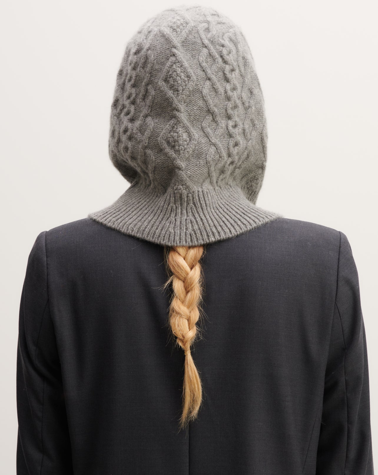 Cagoule à torsades-GRIS METEORITE-100% cachemire