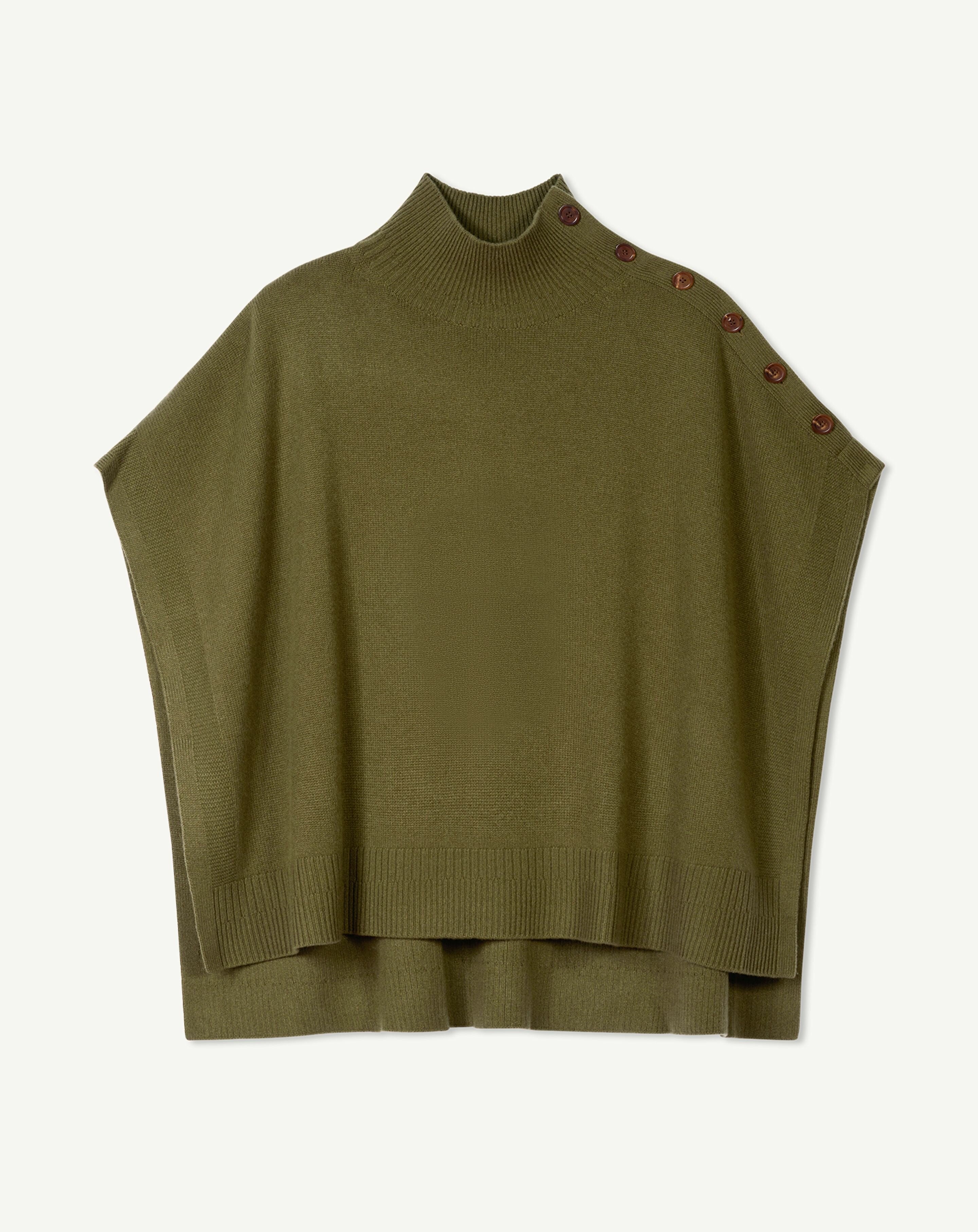 Poncho à boutons-BRONZE-100% cachemire