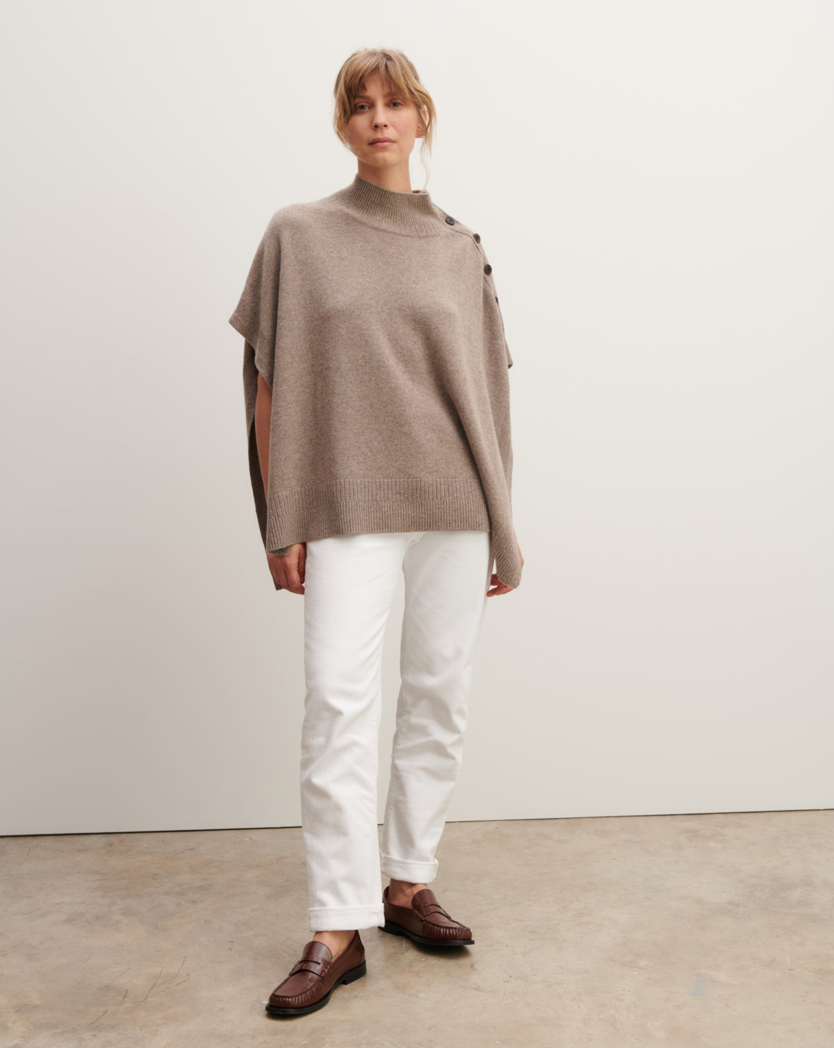 Poncho à boutons-MILLET-100% cachemire