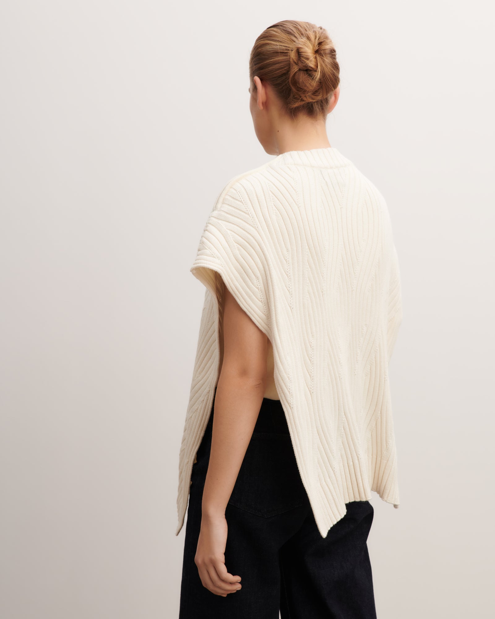 Poncho à torsades-NATUREL-85% pima coton 15% cachemire
