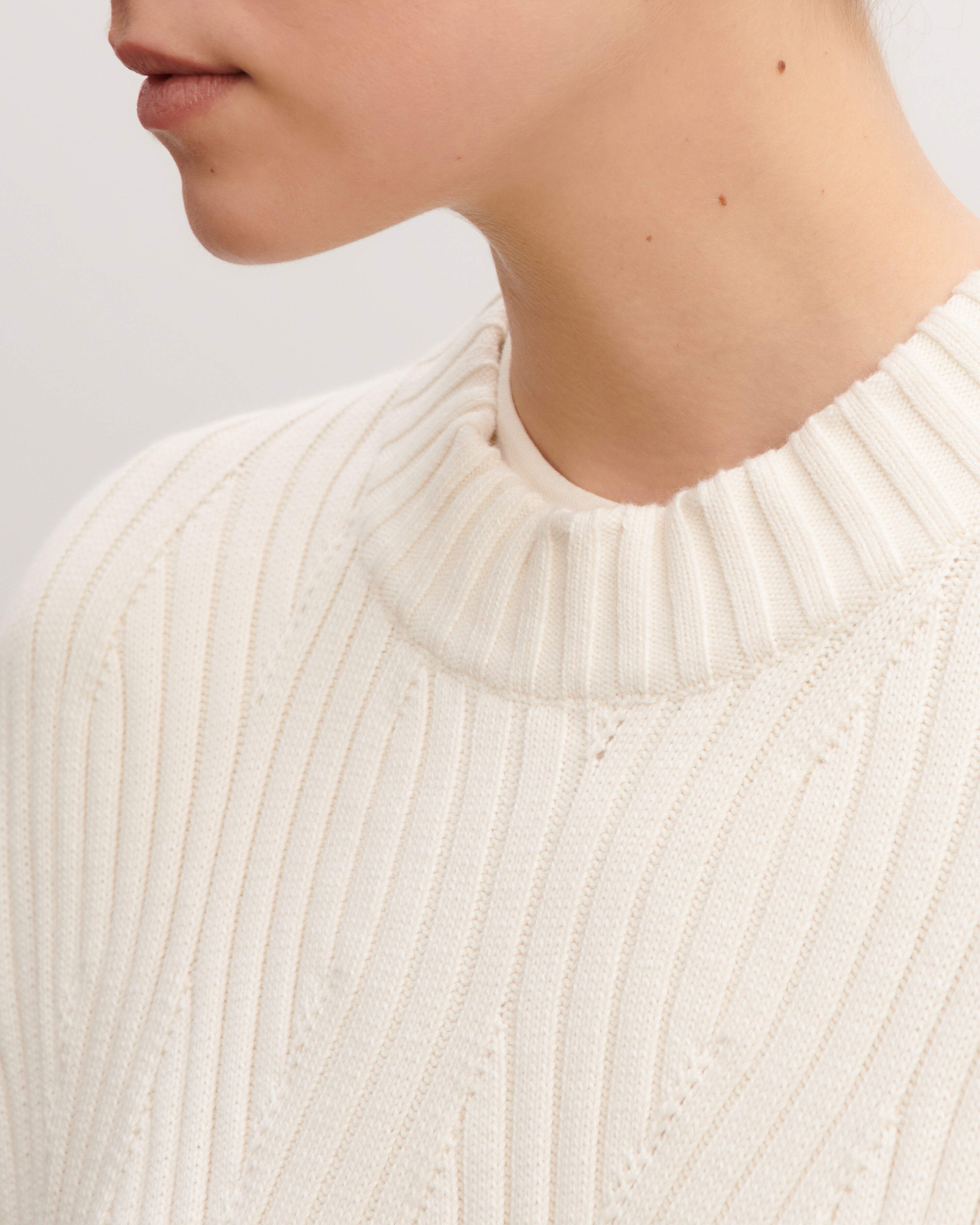 Poncho à torsades-NATUREL-85% pima coton 15% cachemire