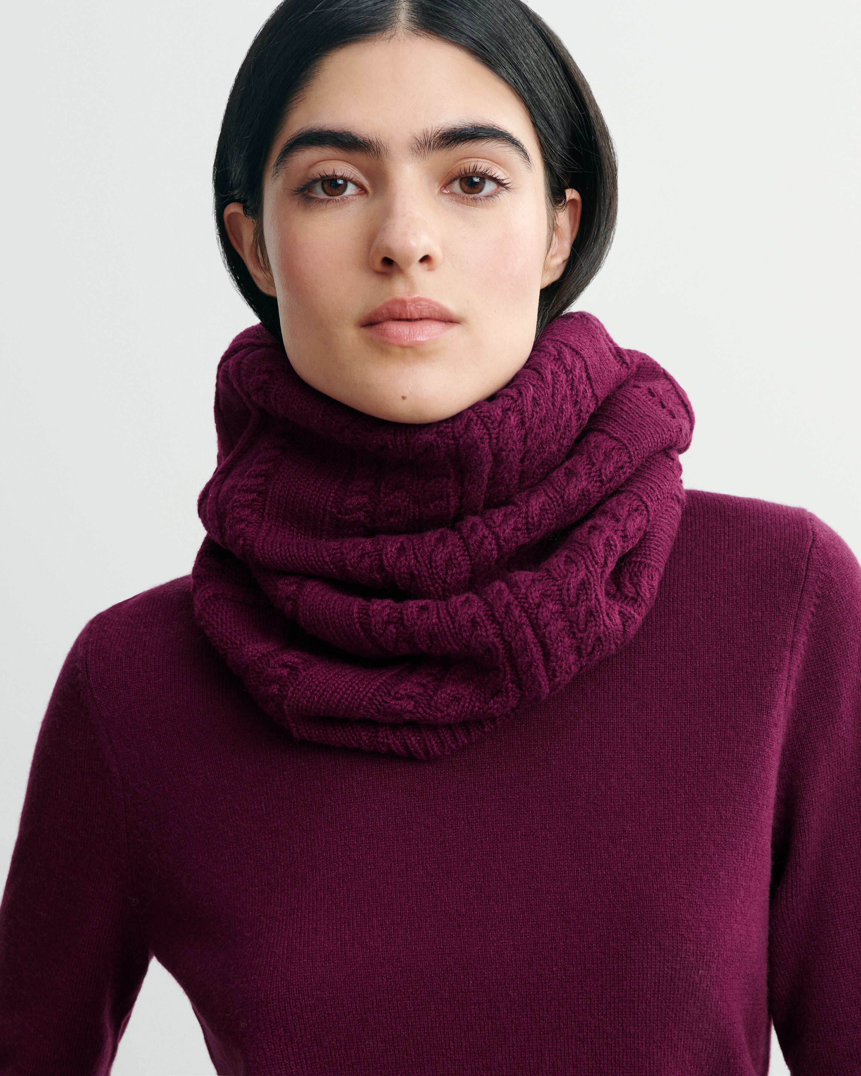 Tour de cou à torsades Prune damas