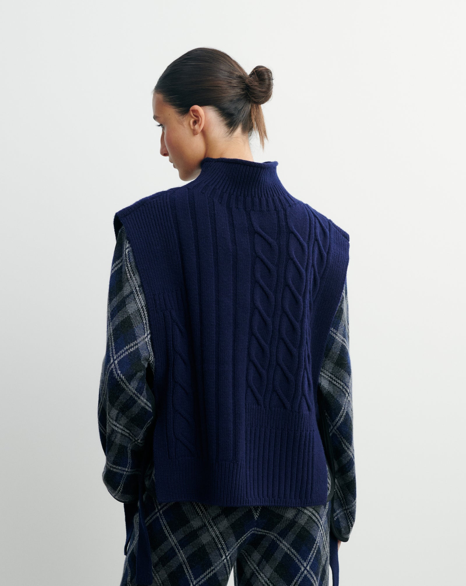 Plastron long à torsades-MARINE-100% cachemire