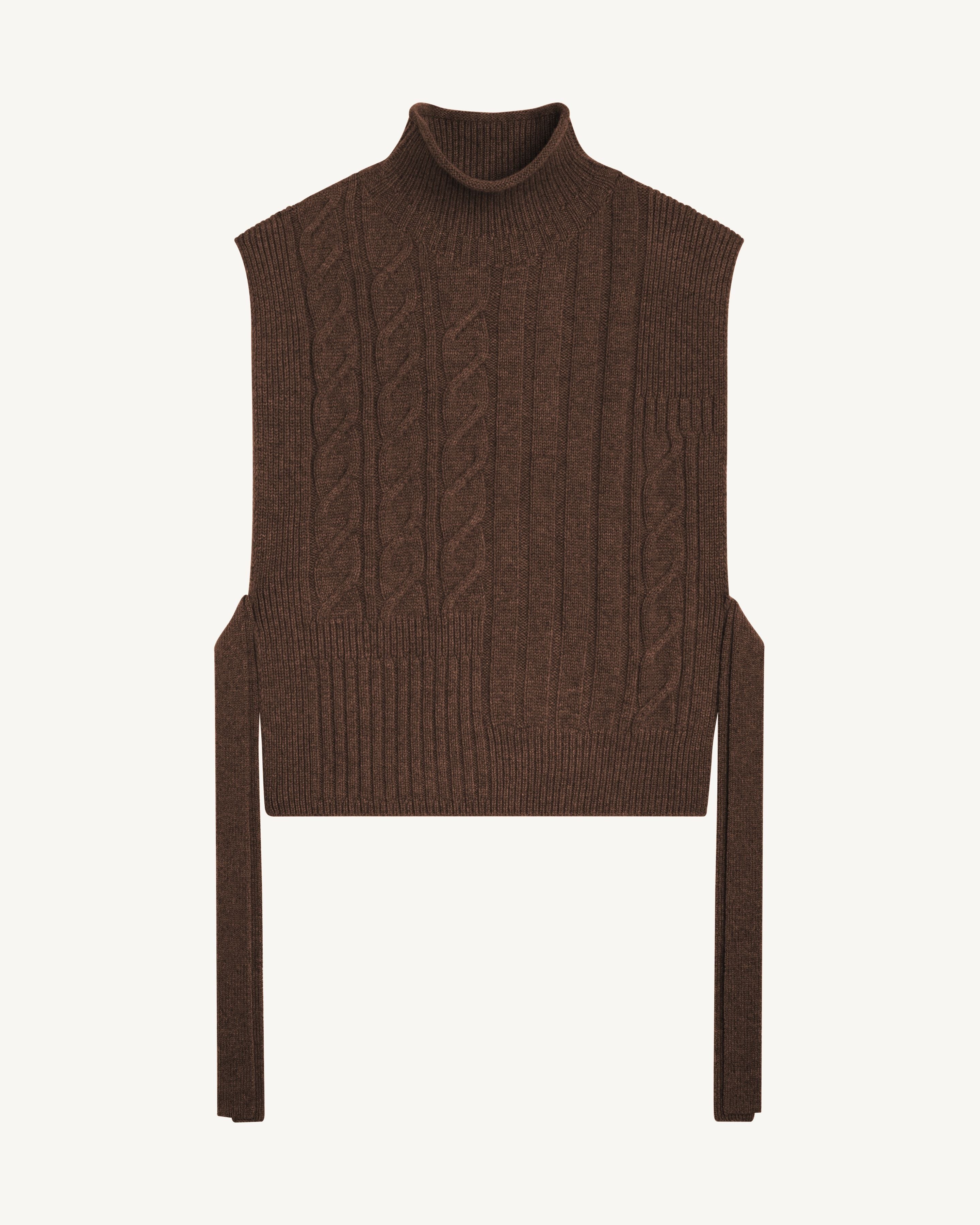 Plastron long à torsades-CHOCOLAT-100% cachemire