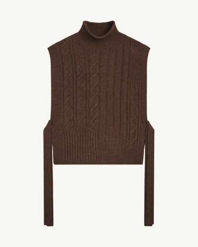 Plastron long à torsades-CHOCOLAT-100% cachemire