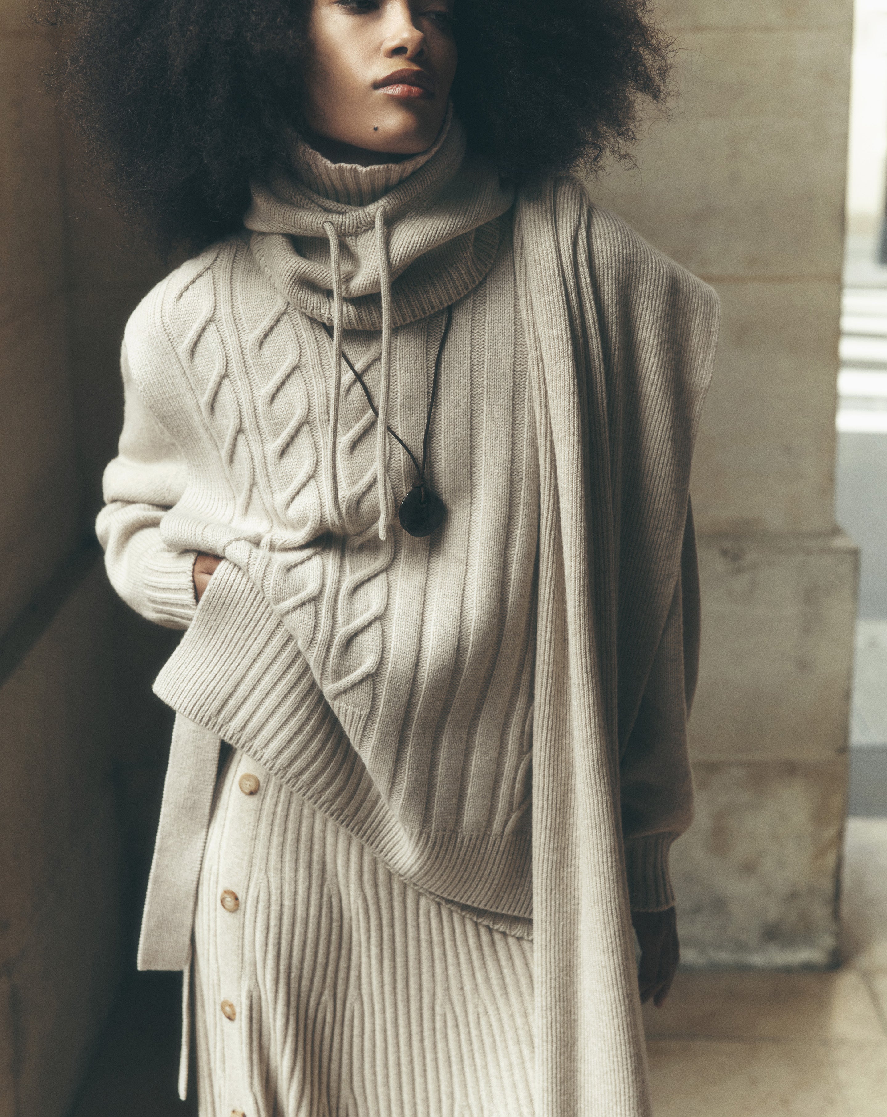 Plastron long à torsades Avoine