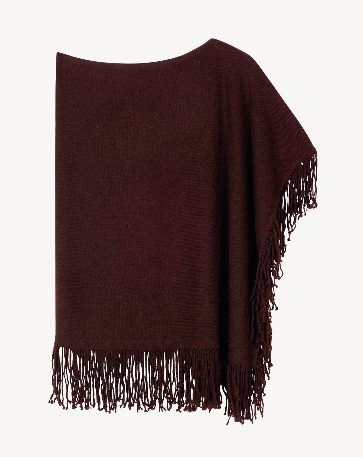 Poncho à franges-GRENAT-50% cachemire 50% laine