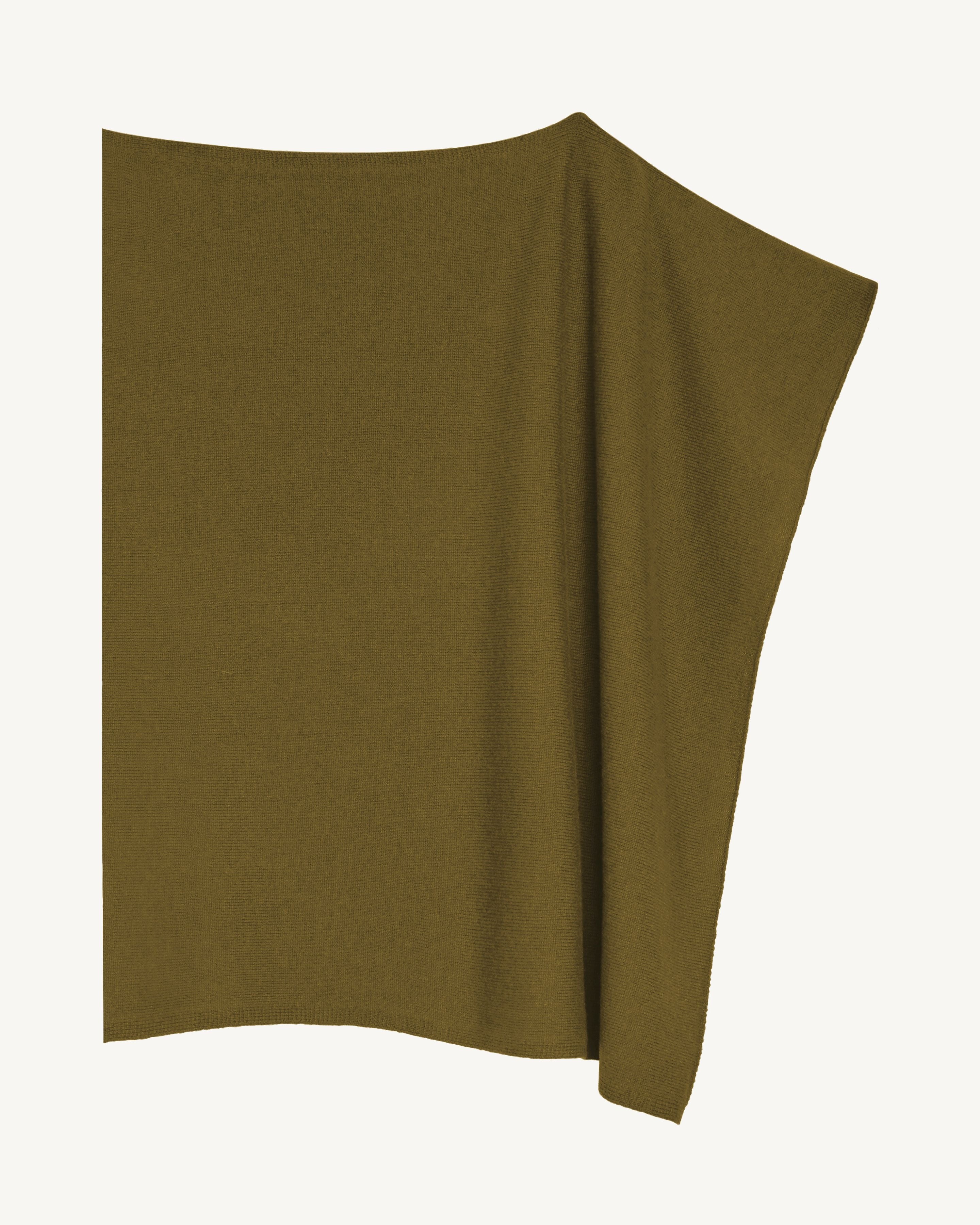Poncho court-OLIVE-100% cachemire