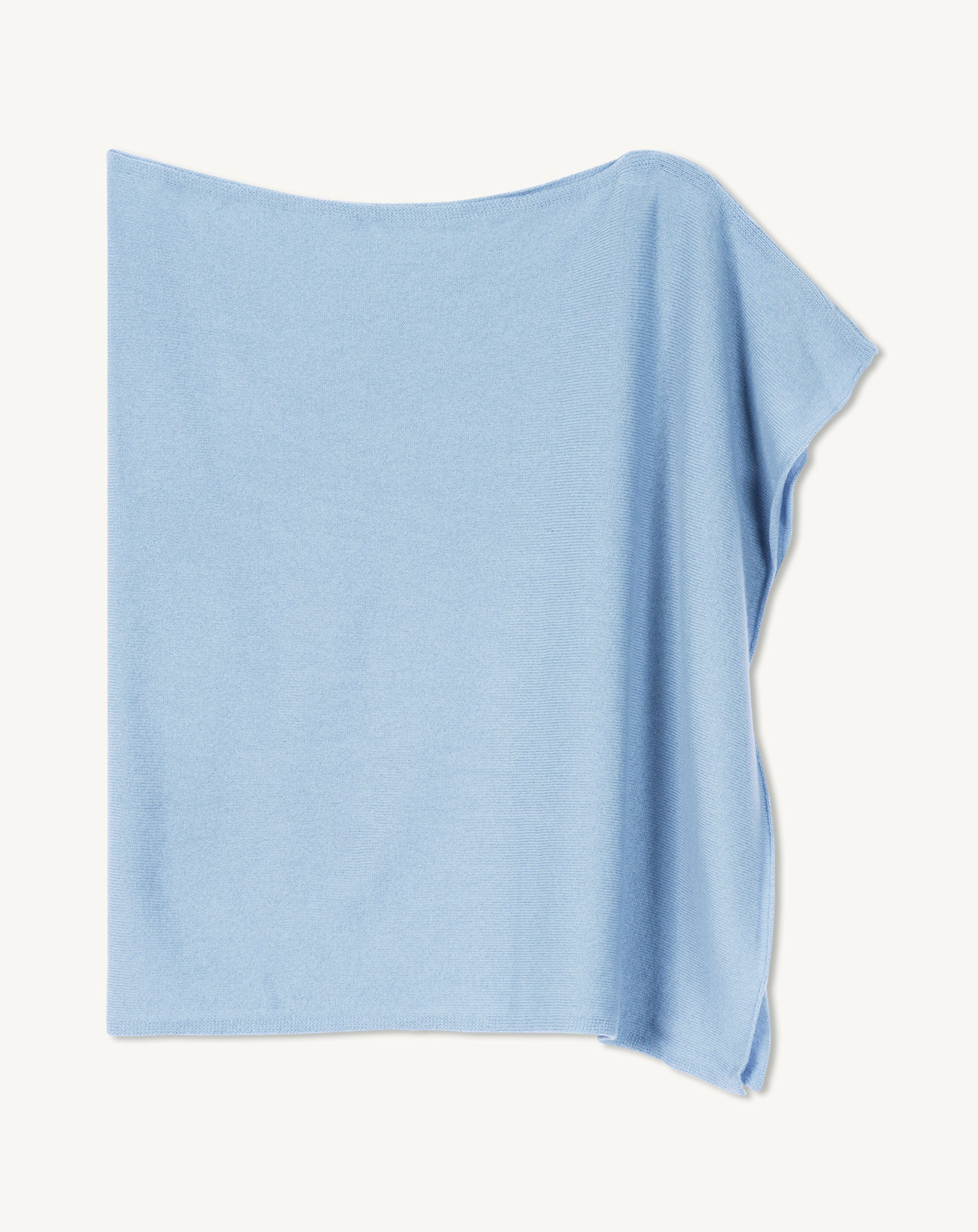 Poncho court-BLEU CONCORDE-100% cachemire