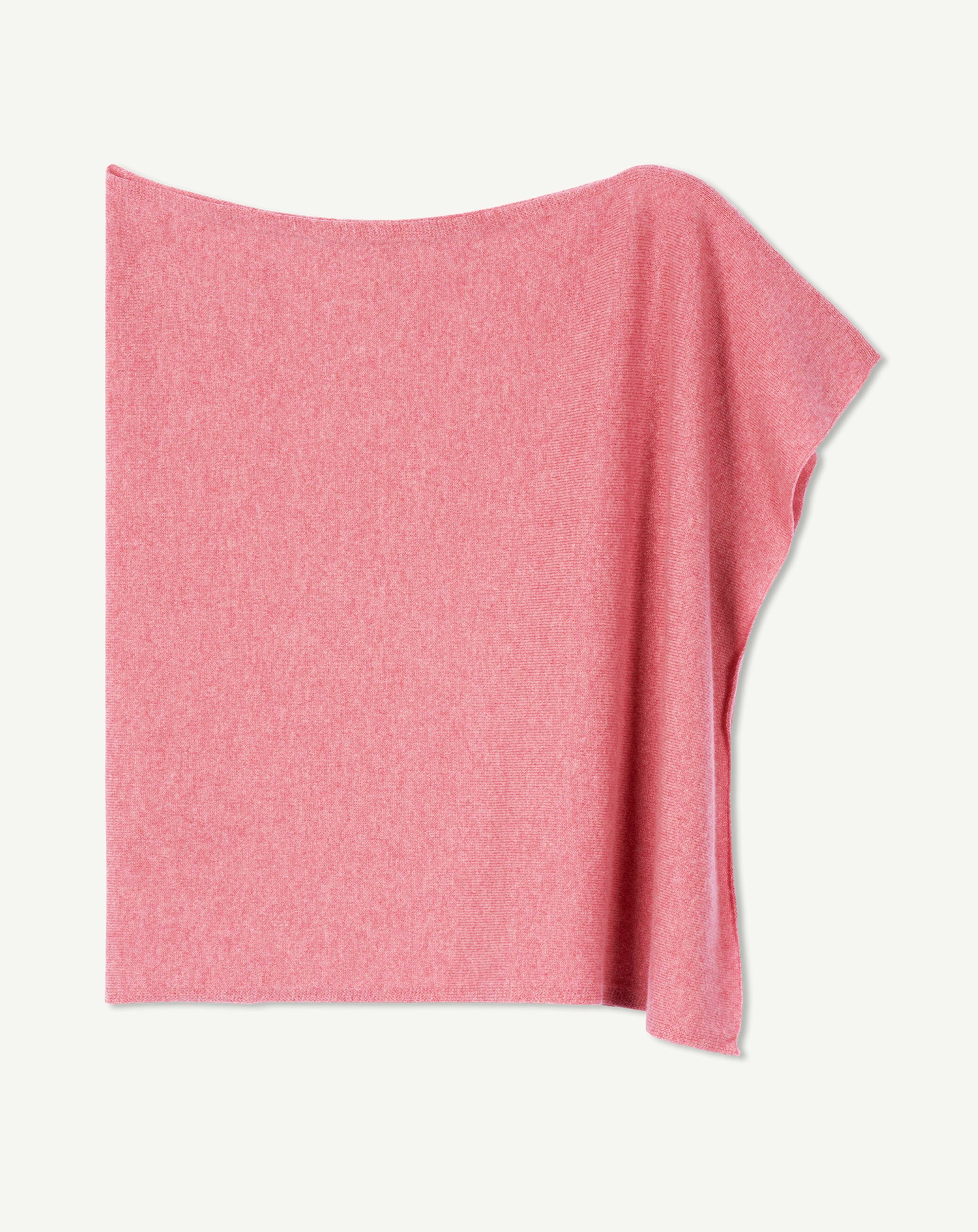 Poncho court-ROSE CAMEO-100% cachemire