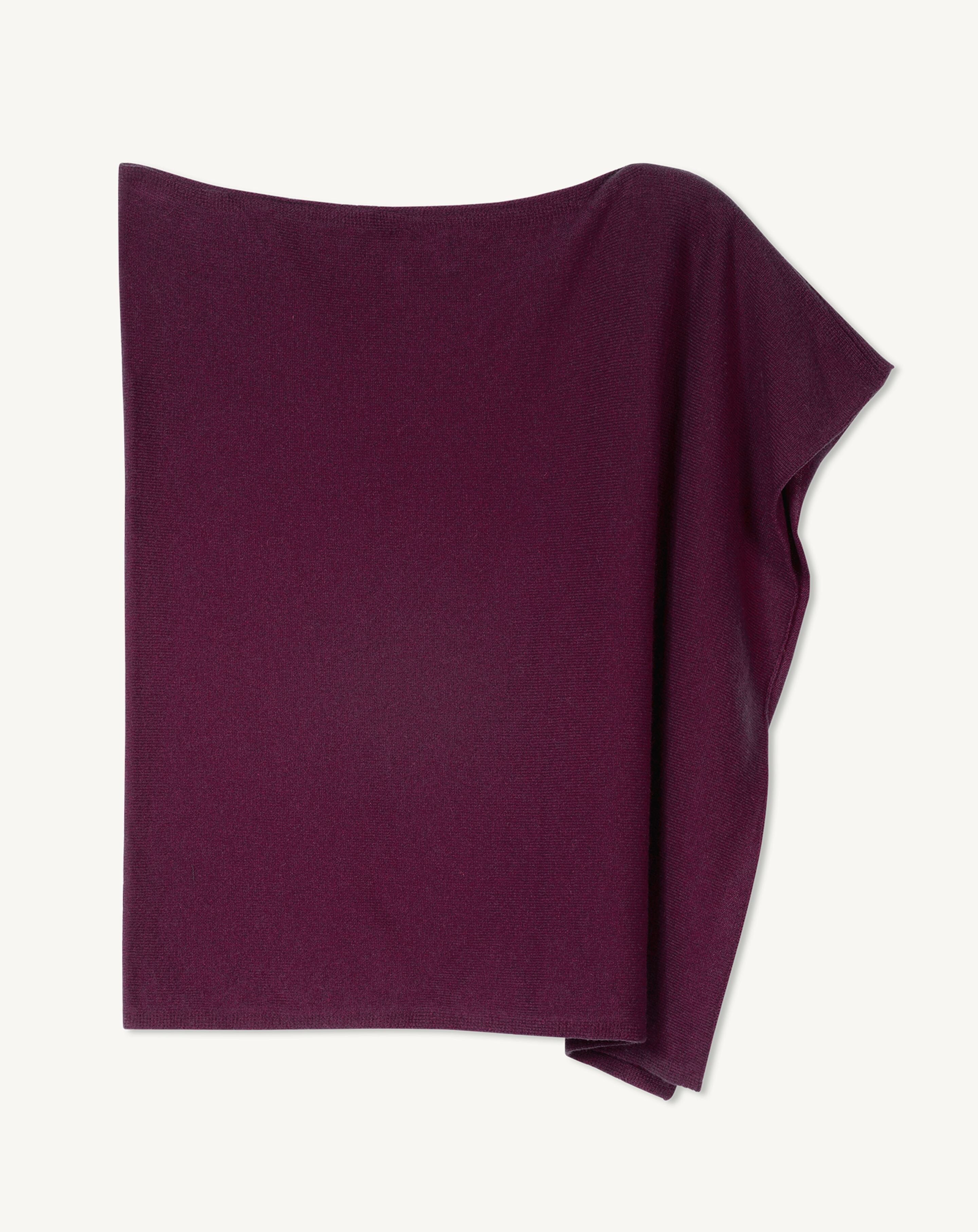 Poncho court-PRUNE DAMAS-100% cachemire