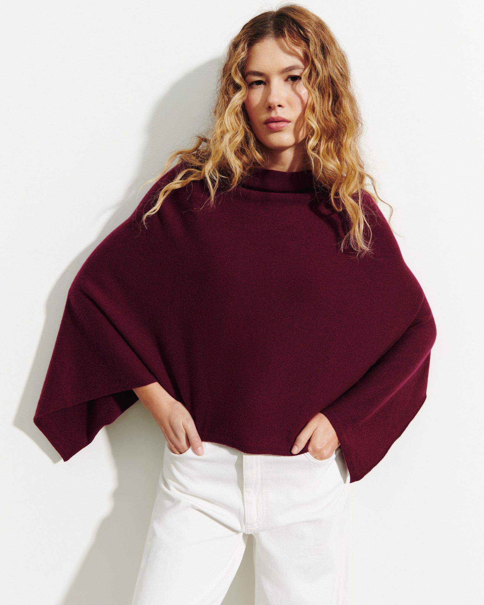 Poncho court-OXALIS-100% cachemire