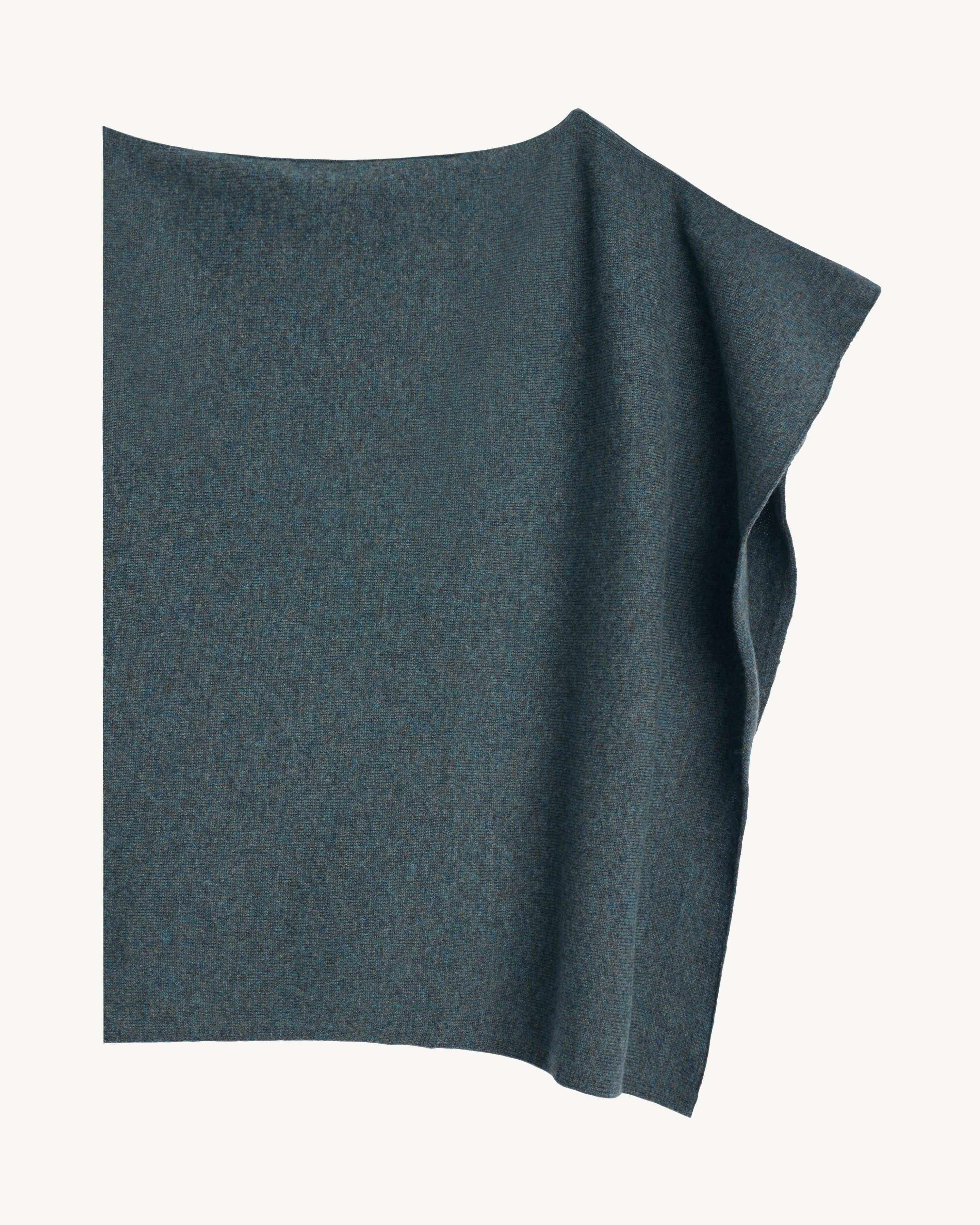 Poncho court-BLEU GRANIT-100% cachemire