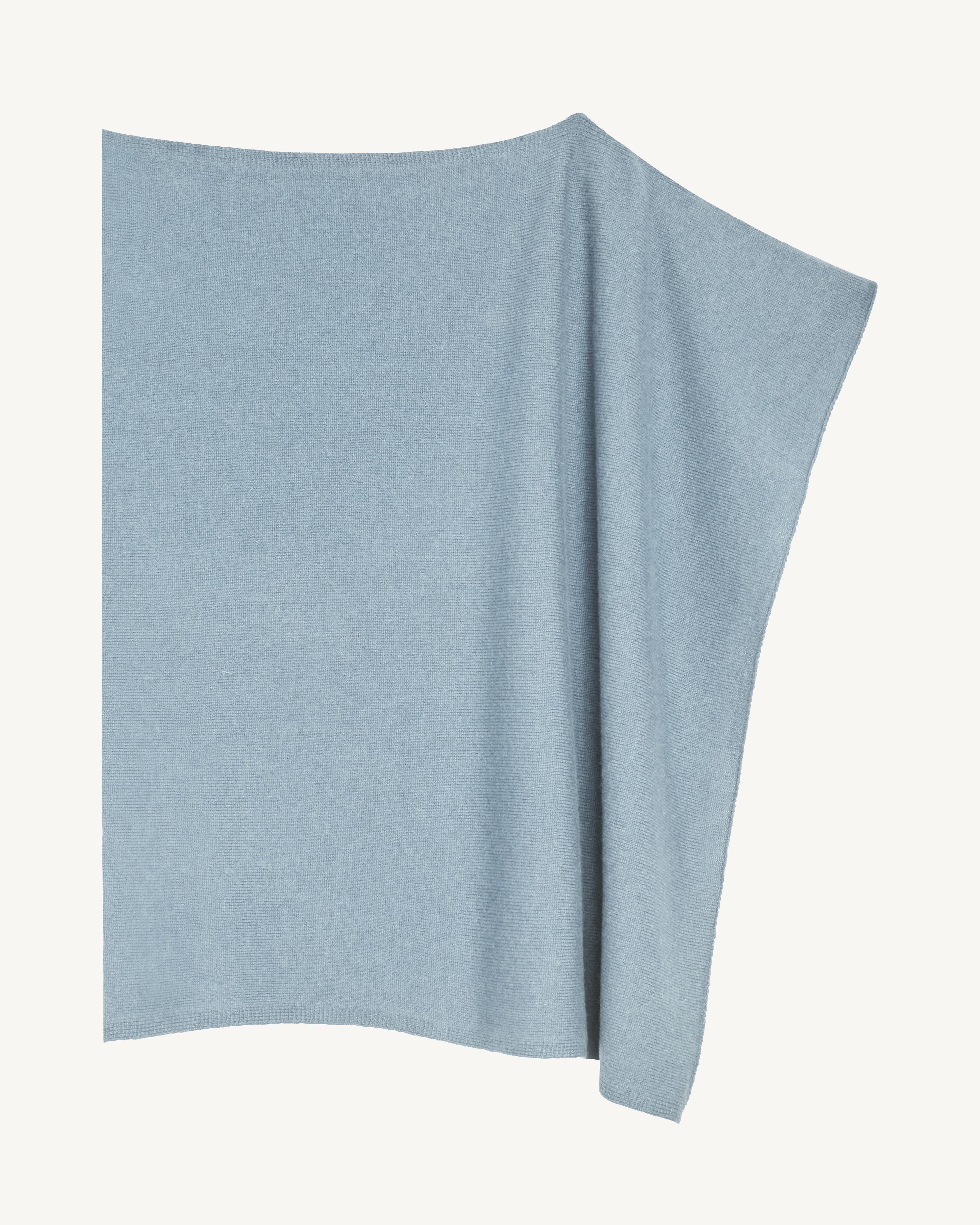 Poncho court-BLEU GLACIER-100% cachemire