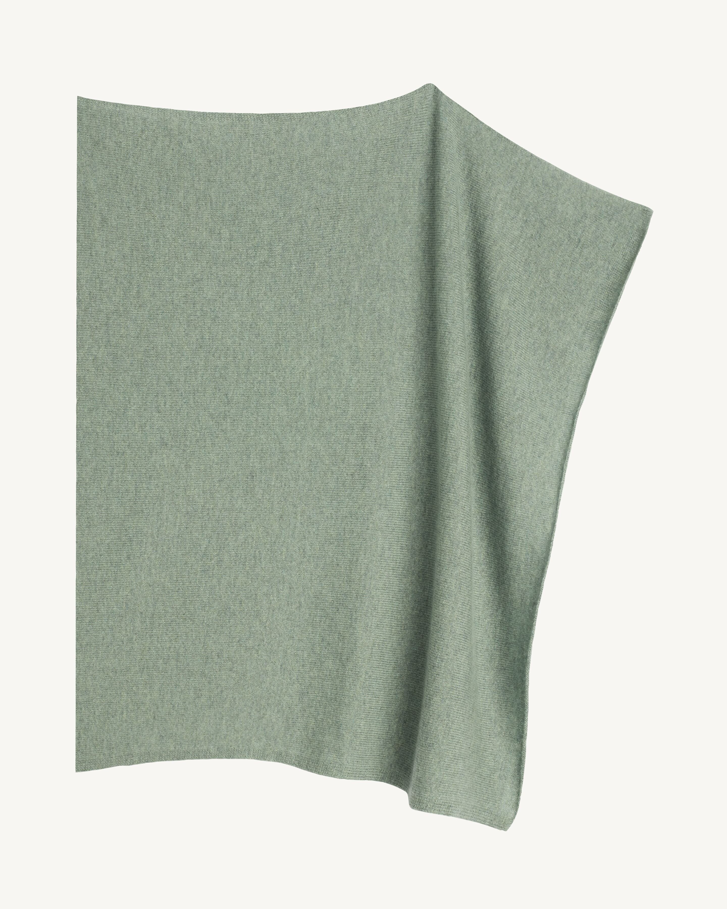 Poncho court-VERT DE GRIS-100% cachemire