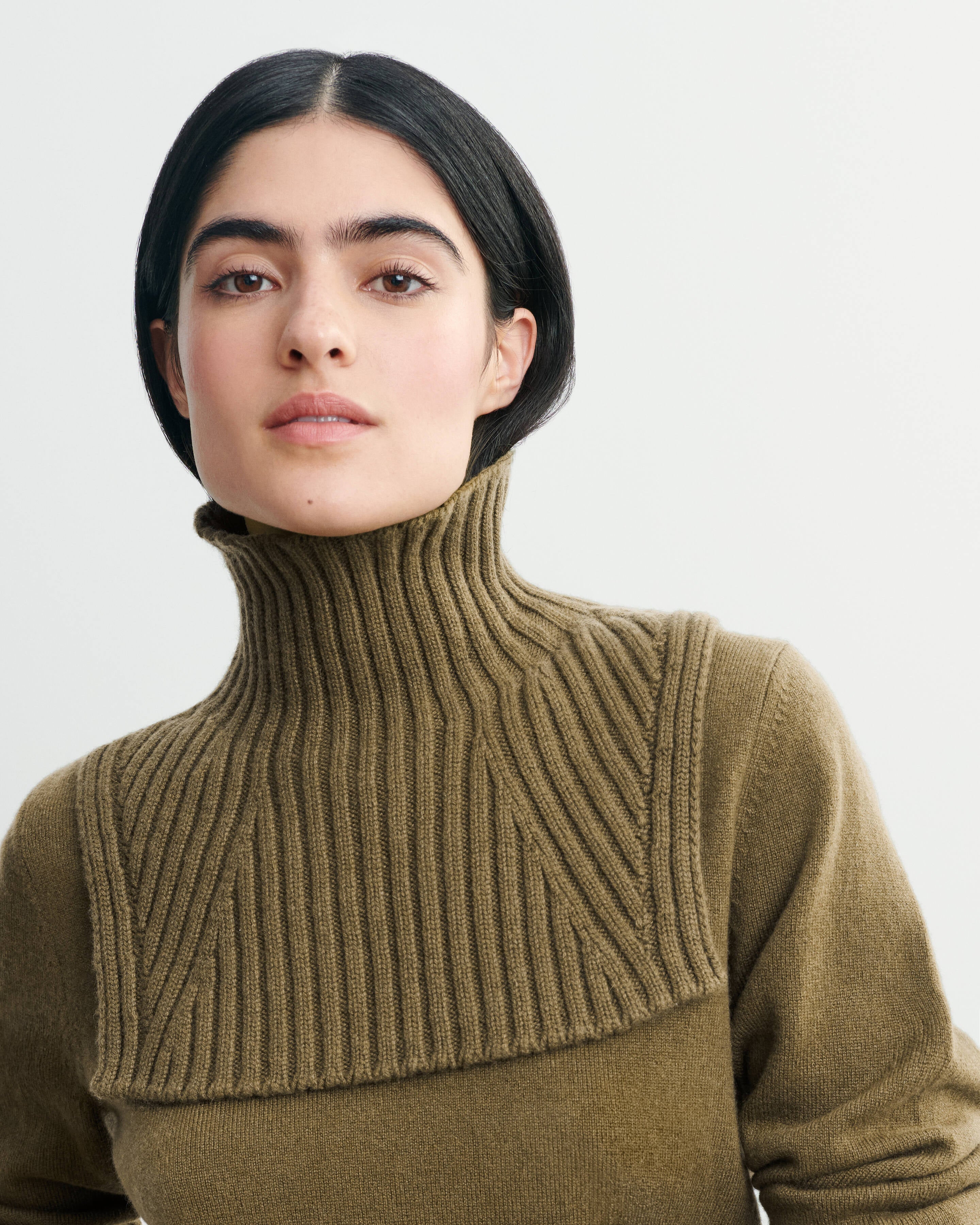 Plastron court à côtes-BRONZE-100% cachemire