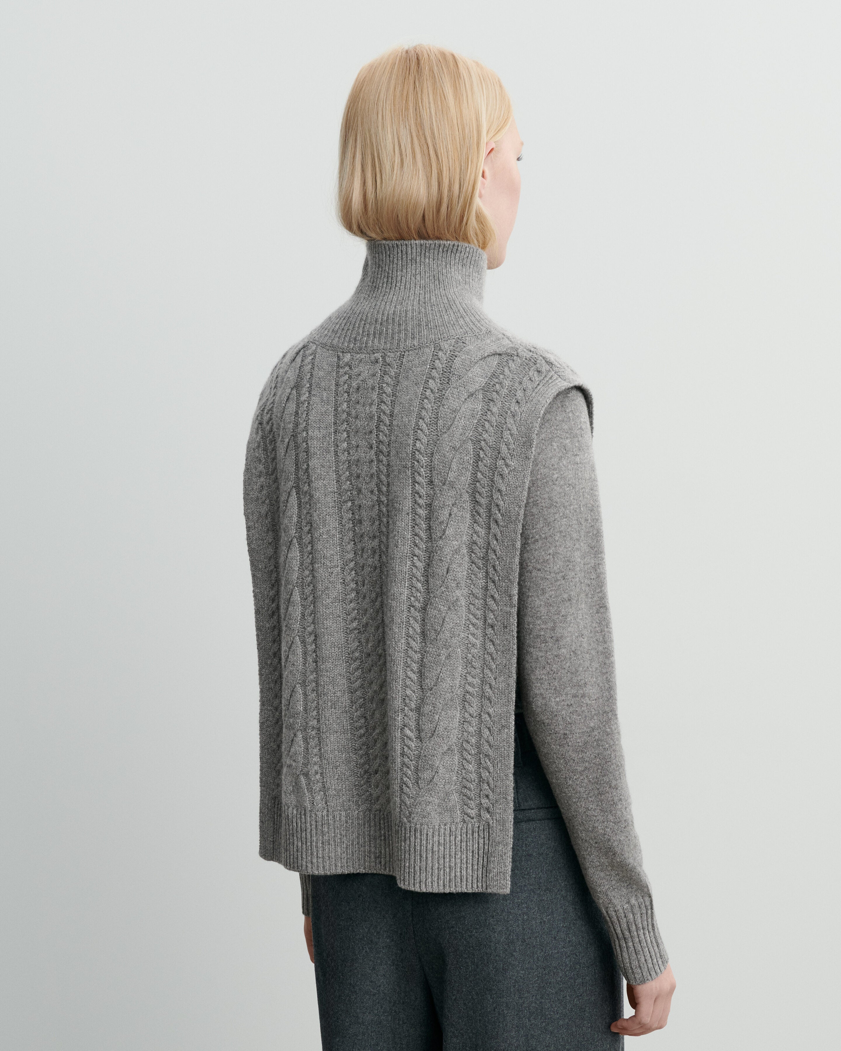 Plastron à torsades-GRIS METEORITE-100% cachemire