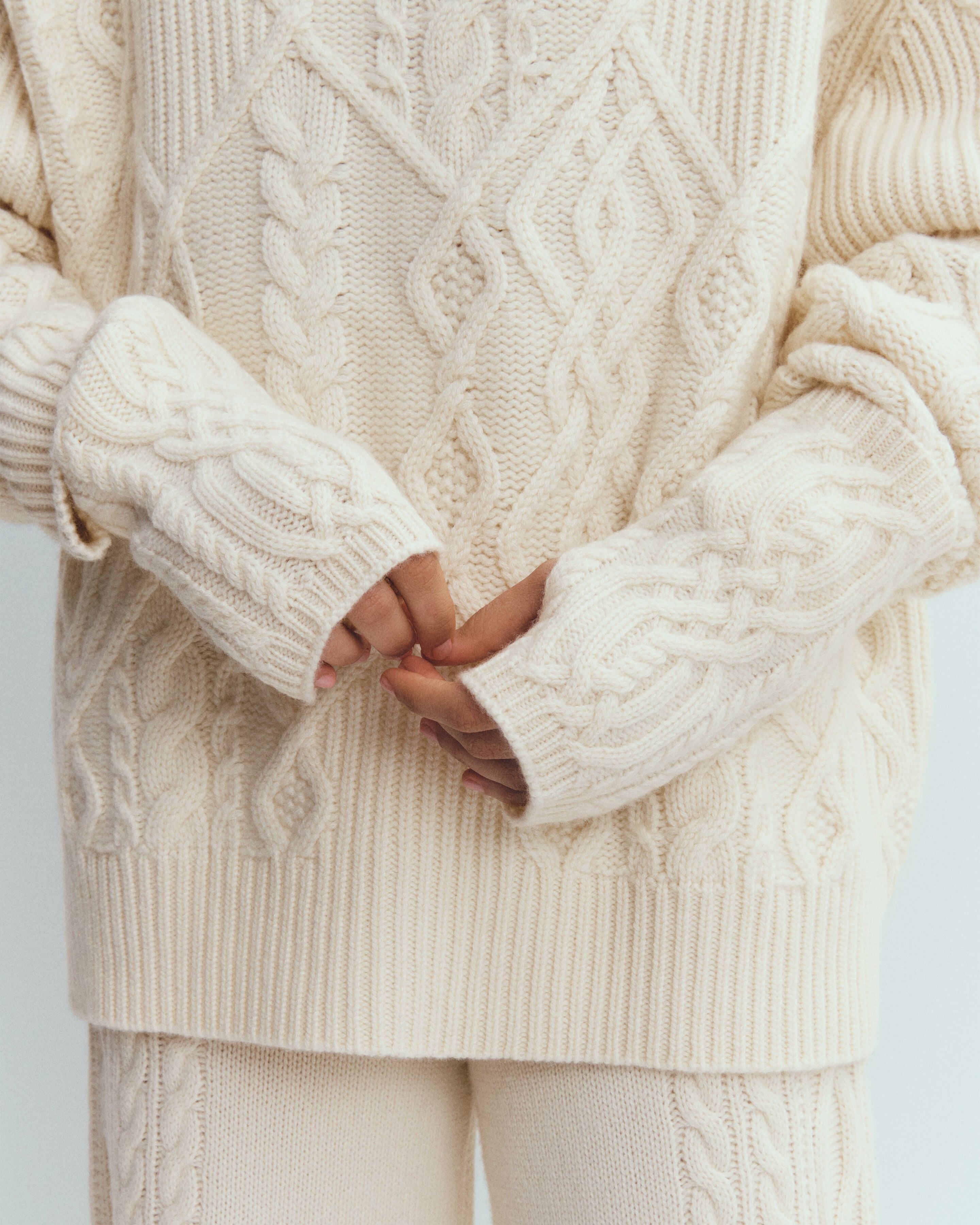 Mitaines à torsades -ECRU-100% cachemire